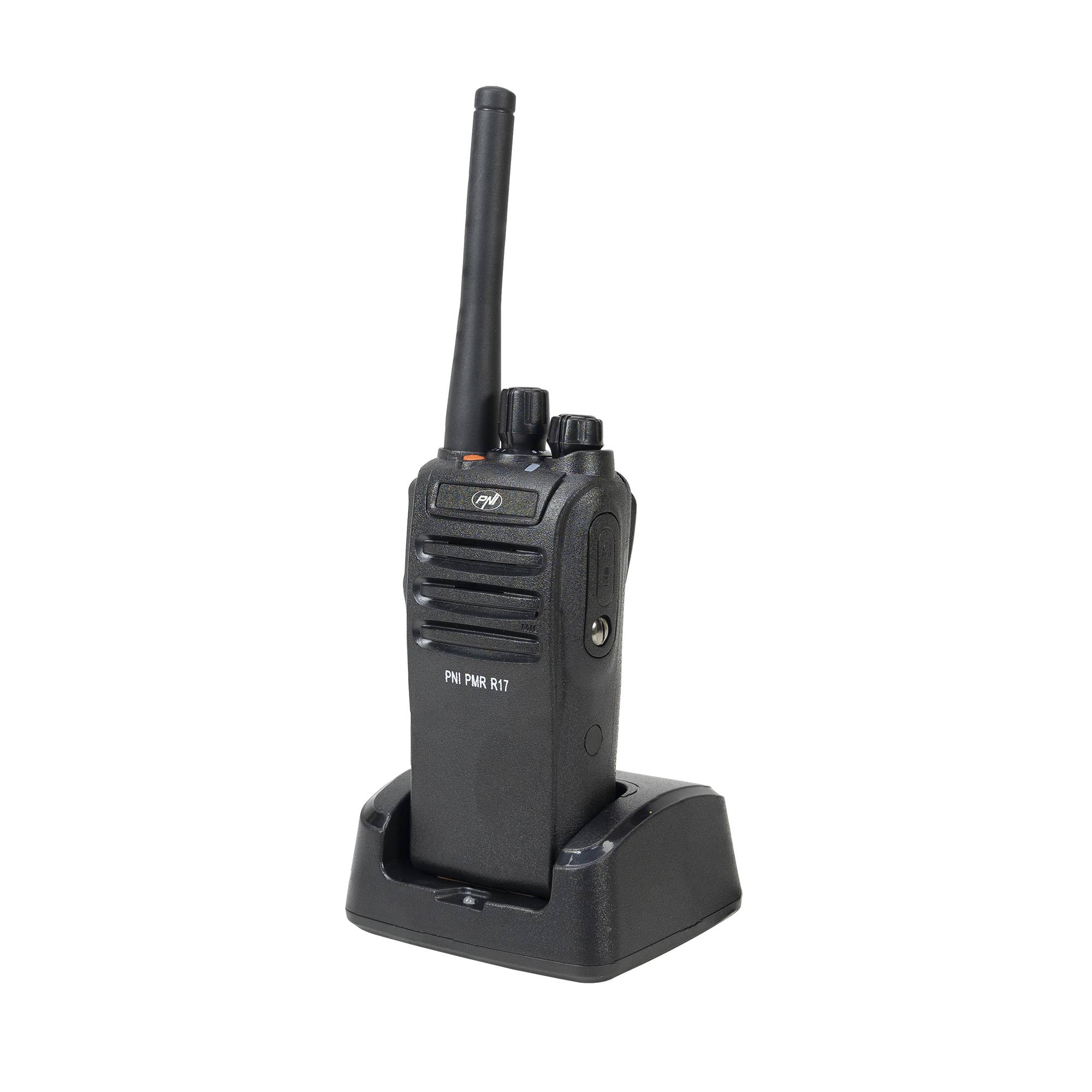Tragbarer Radiosender PNI PMR R17 446 MHz, 0,5 W, 16 PMR-Kanäle und 50 CTCSS- und 104 DCS-Töne, programmierbar, Li-Ion 2200 mAh, IP68
