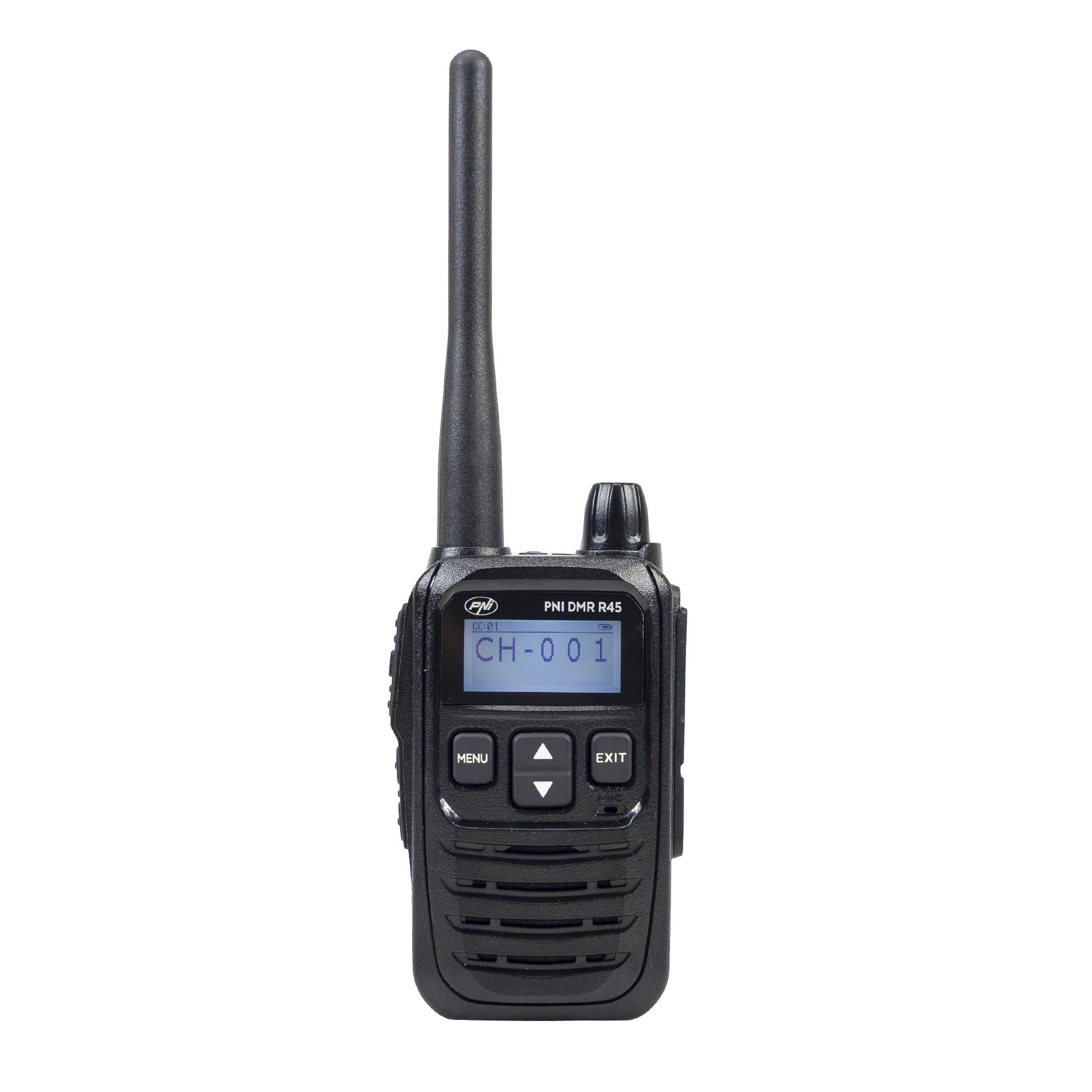 Tragbarer Radiosender PNI DMR R45, digital und analog, 446 MHz, 16 digitale Kanäle und 99 analoge Kanäle, Sprachaufzeichnungsfunktion, Li-Ion-2000-m