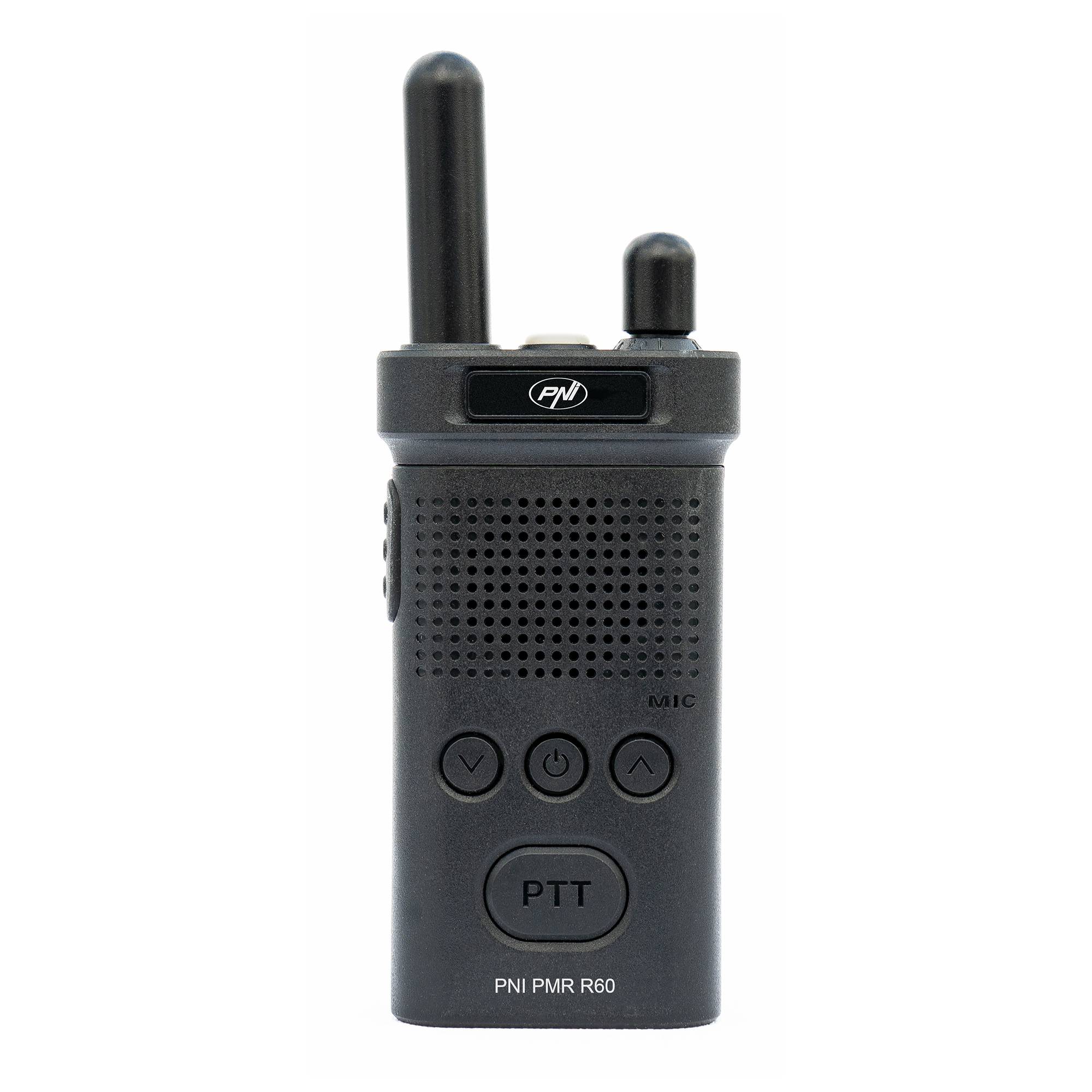Kit mit 6 tragbaren Radiosendern PNI PMR R60 446 MHz, 0,5 W, 16 programmierbare Kanäle, 16 PMR- und 50 CTCSS- und 104 DCS-Töne, Scan, Tastensperre