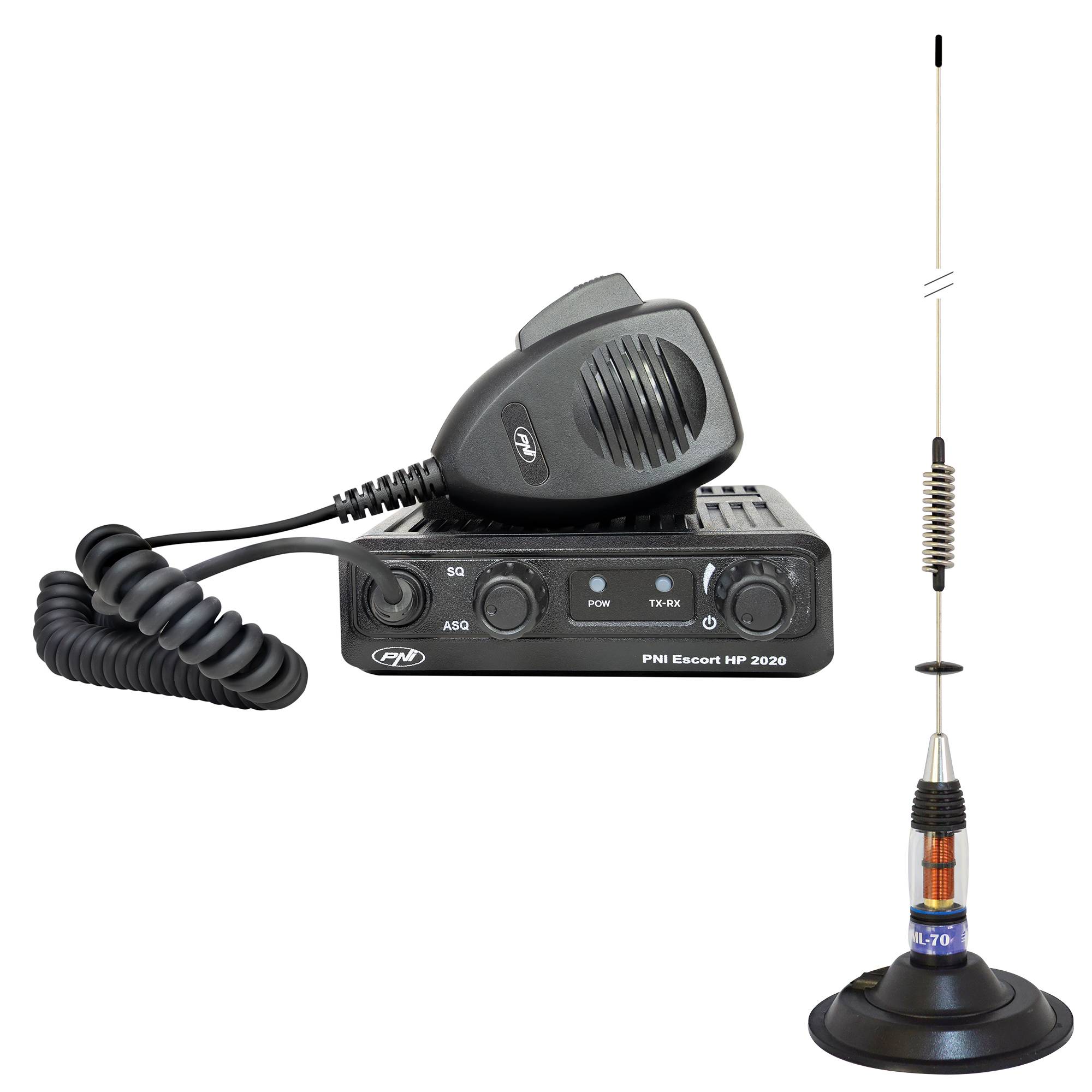 Kit CB-Radiosender PNI Escort HP 2020 Einkanal 22 mit CB-Antenne PNI ML70 mit Magnet