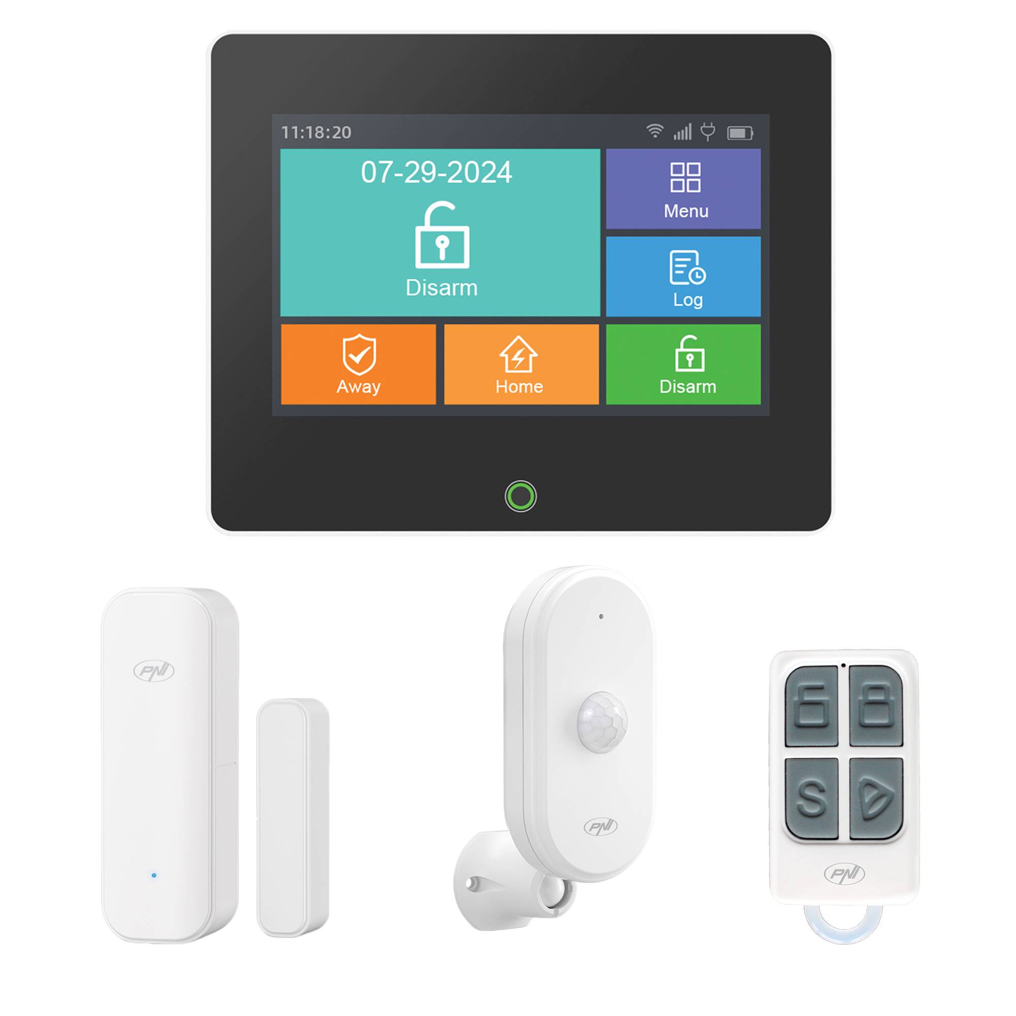 Drahtloses Alarmsystem PNI SafeHouse HS670 WiFi GSM 4G, Farb-Touchscreen, 99 drahtlose Zonen, unterstützt 5 Telefonnummern, Alarmruf und SMS