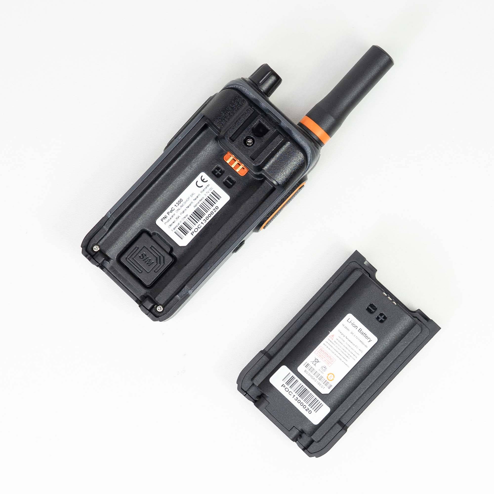 Tragbarer Radiosender PNI PoC 1300 GSM 4G LTE, Linux-Betriebssystem, 1,77-Zoll-Farbbildschirm, 4400 mAh Li-Ion-Akku