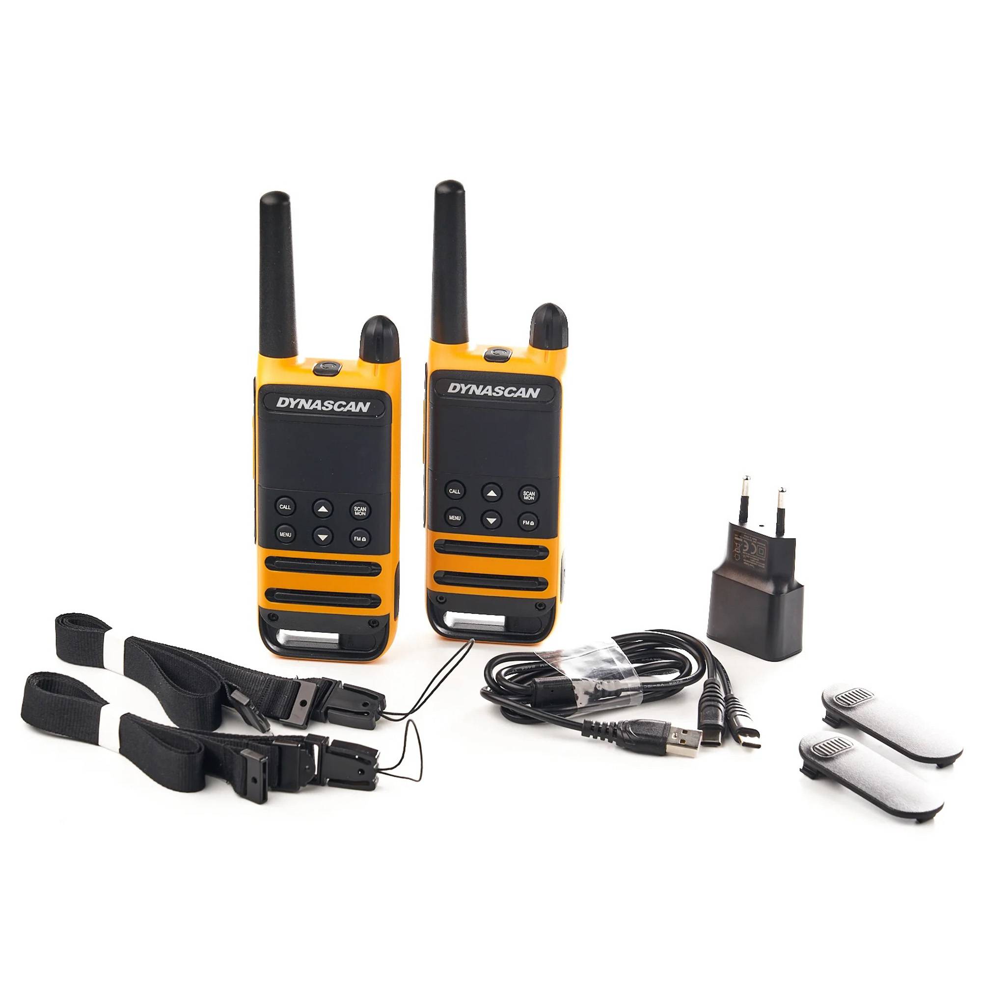 PMR PNI Dynascan P19 tragbarer Radiosender, 446 MHz, 0,5 W, 16 Kanäle, IP54, 2er-Set