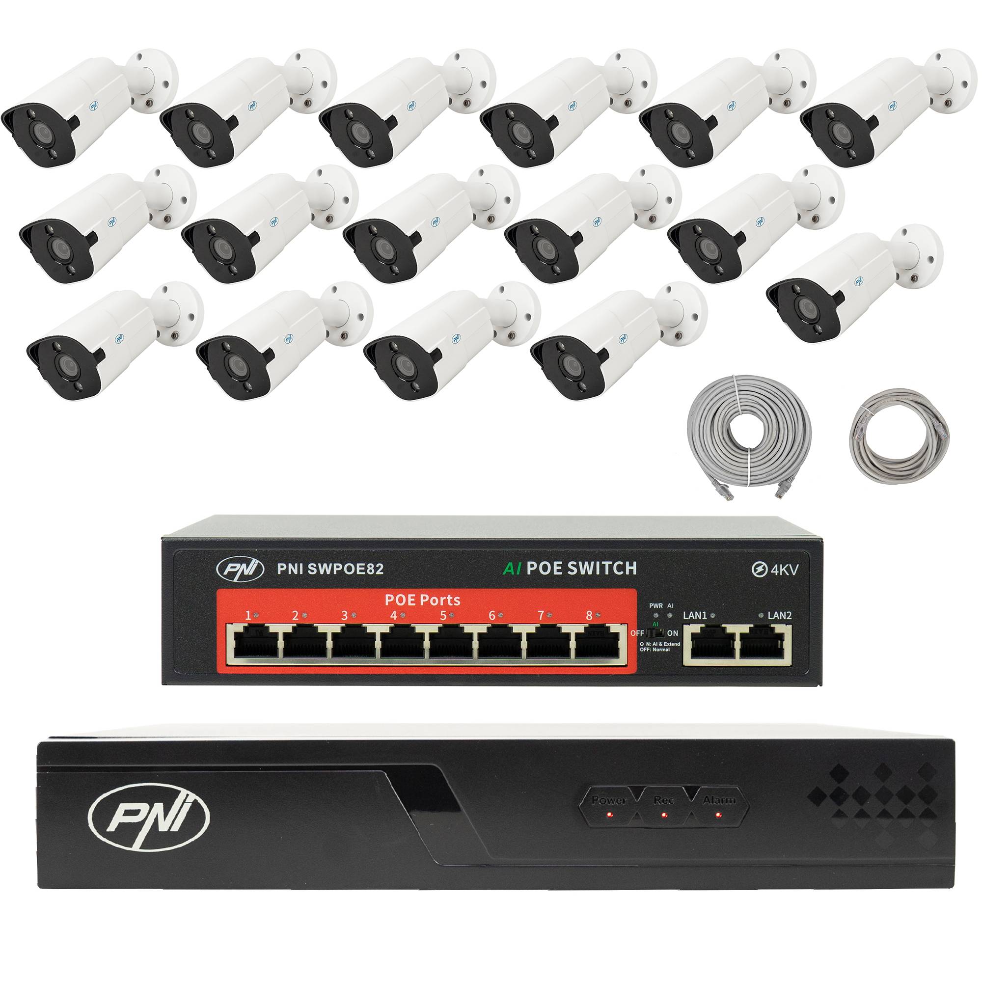 NVR PNI Haus IP716, 16 Kanal IP 4K, H.265, ONVIF