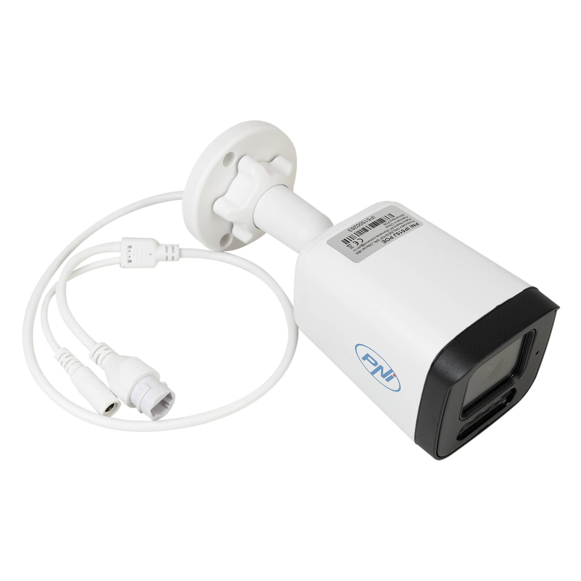 PNI IP515J POE-Videoüberwachungskamera, Bullet 5MP, 2,8 mm, für den Außenbereich, bidirektionales Audio, weiß