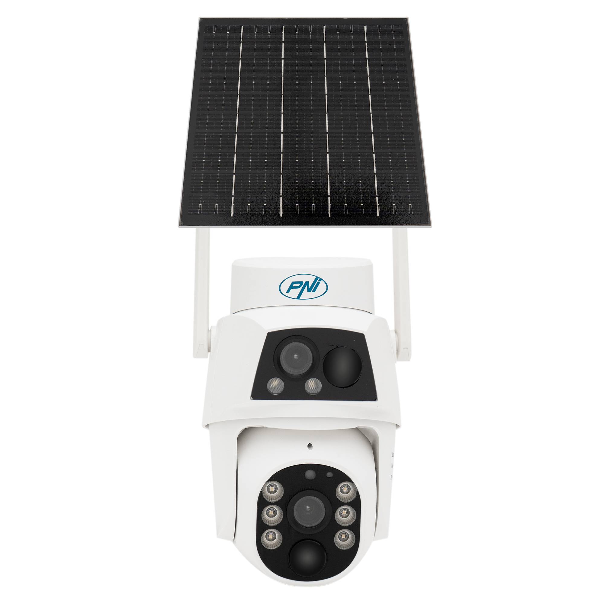PNI IP894 GSM 4G PTZ Videoüberwachungskamera, Doppelobjektiv 2MP + 2MP, 5,5W Solarpanel, 8000mAh Blockbatterie
