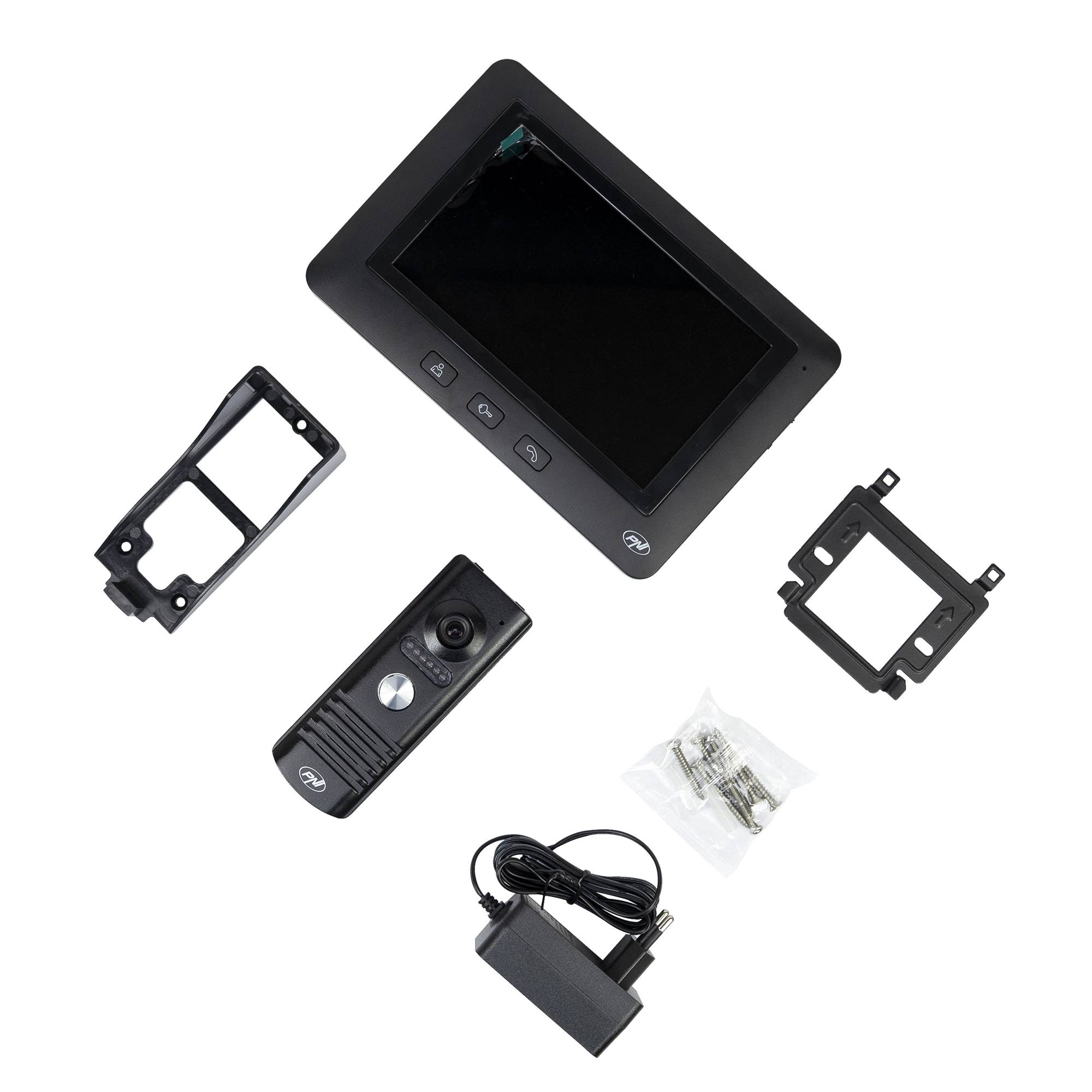 PNI DF930 Video-Gegensprechanlage mit 1 Monitor, 7-Zoll-LCD-Bildschirm, 800 x 480, elektromagnetischer Yala-Ausgang, schwarz