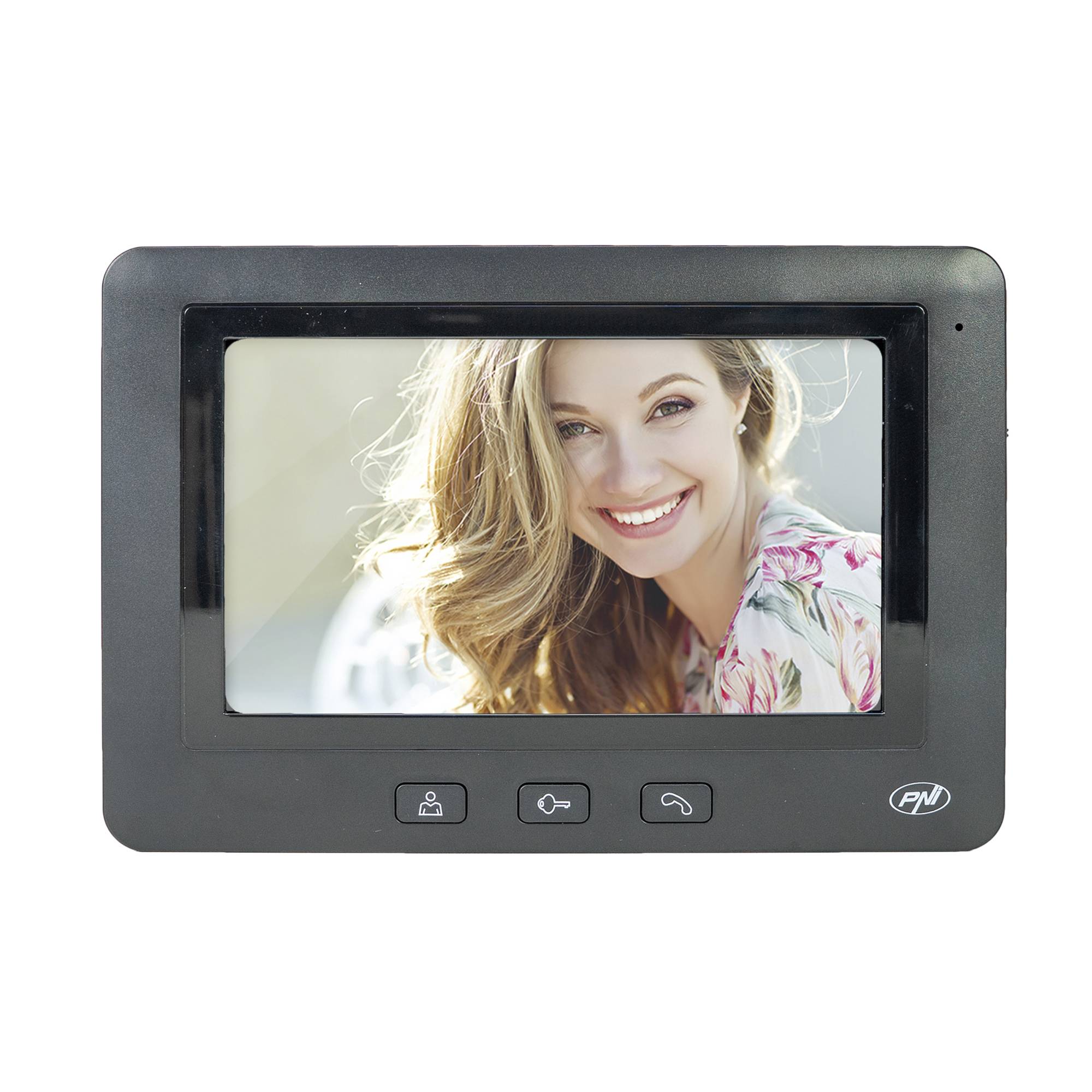 PNI DF930 Video-Gegensprechanlage mit 1 Monitor, 7-Zoll-LCD-Bildschirm, 800 x 480, elektromagnetischer Yala-Ausgang, schwarz