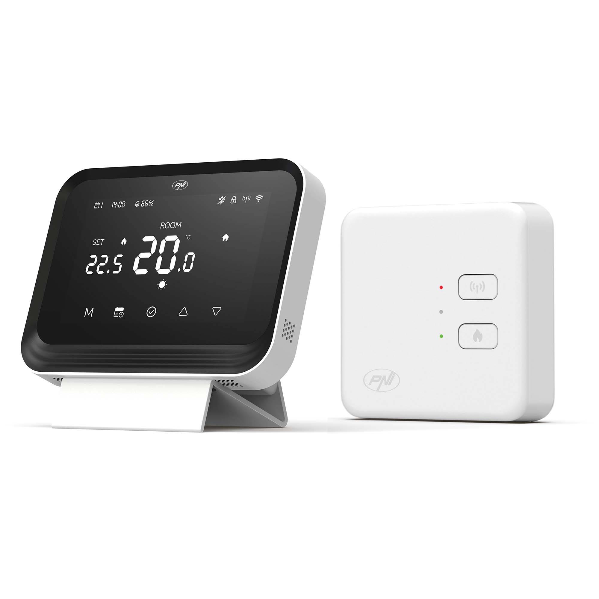 Intelligenter Thermostat PNI CT45, kabellos, WiFi, Hysterese ± 0,1 °C, Feuchtigkeitssensor, Steuerung über das Internet, für Heizungsanlagen, APP