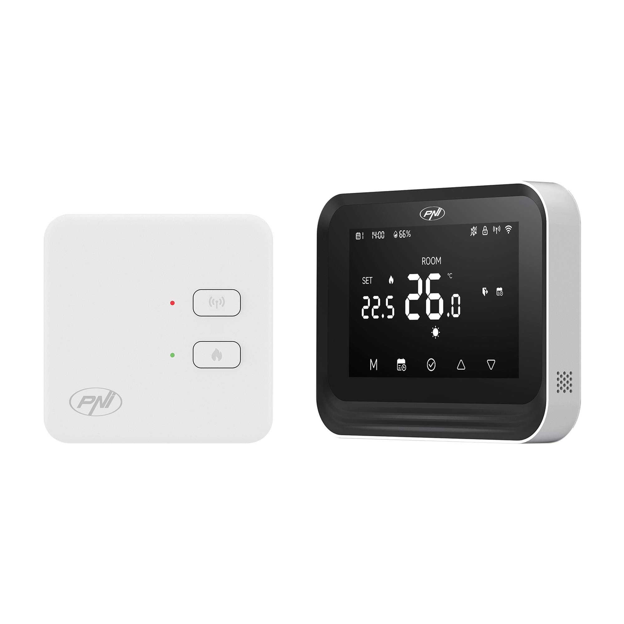 Intelligenter Thermostat PNI CT45, kabellos, WiFi, Hysterese ± 0,1 °C, Feuchtigkeitssensor, Steuerung über das Internet, für Heizungsanlagen, APP