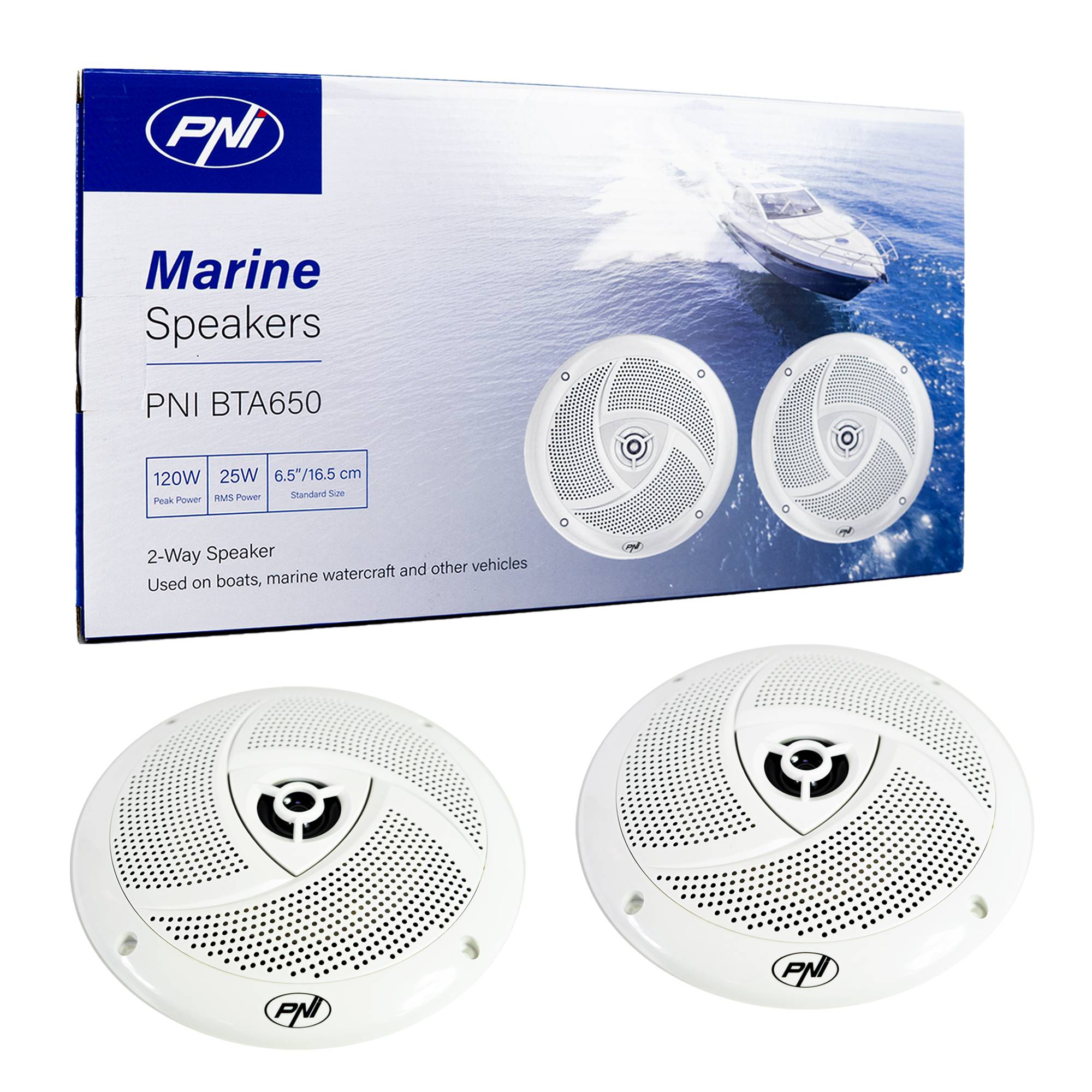 Koaxiallautsprecher für Boote PNI BTA650 120W, 16,5 cm, 2er-Set
