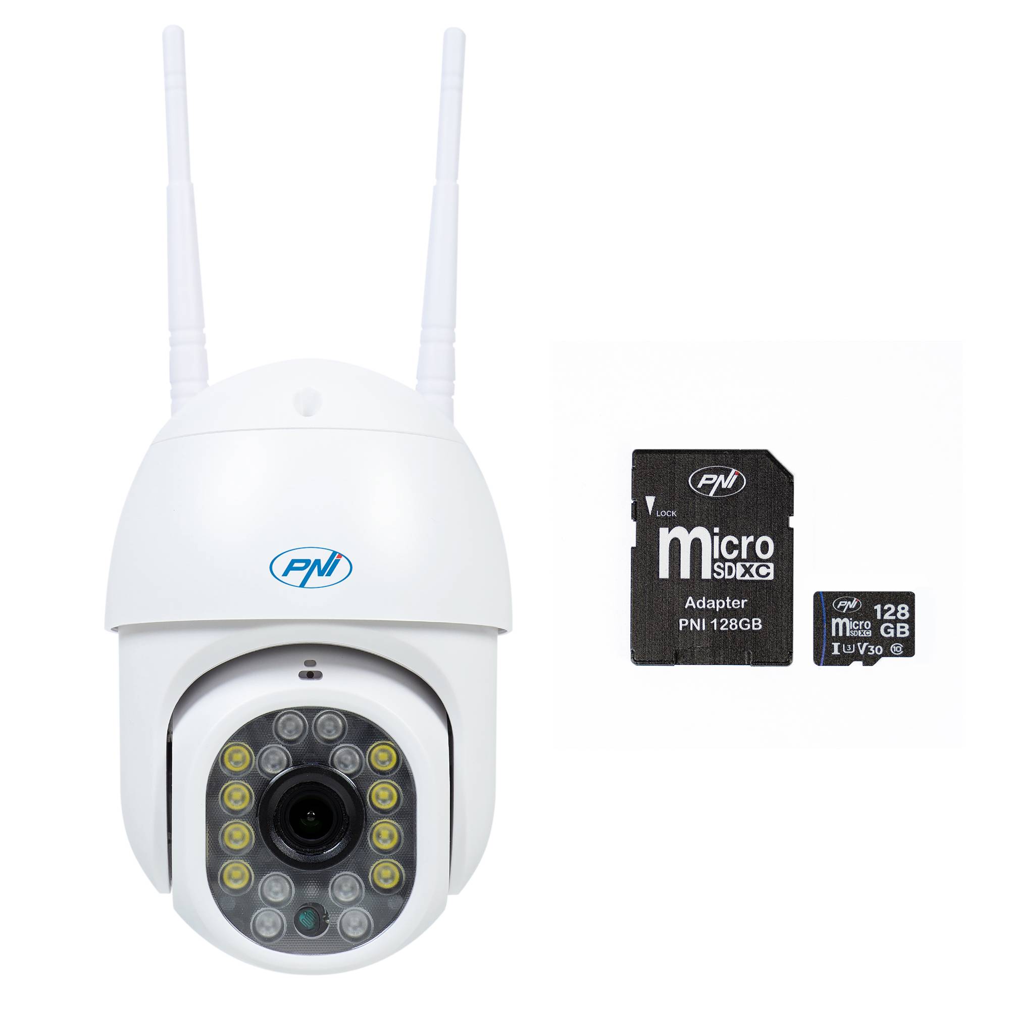PNI IP440 WiFi PTZ kabellose Videoüberwachungskamera, 4 MP, Digitalzoom, Micro-SD-Steckplatz, eigenständig, Bewegungserkennungsalarm, Bewegungsverfo