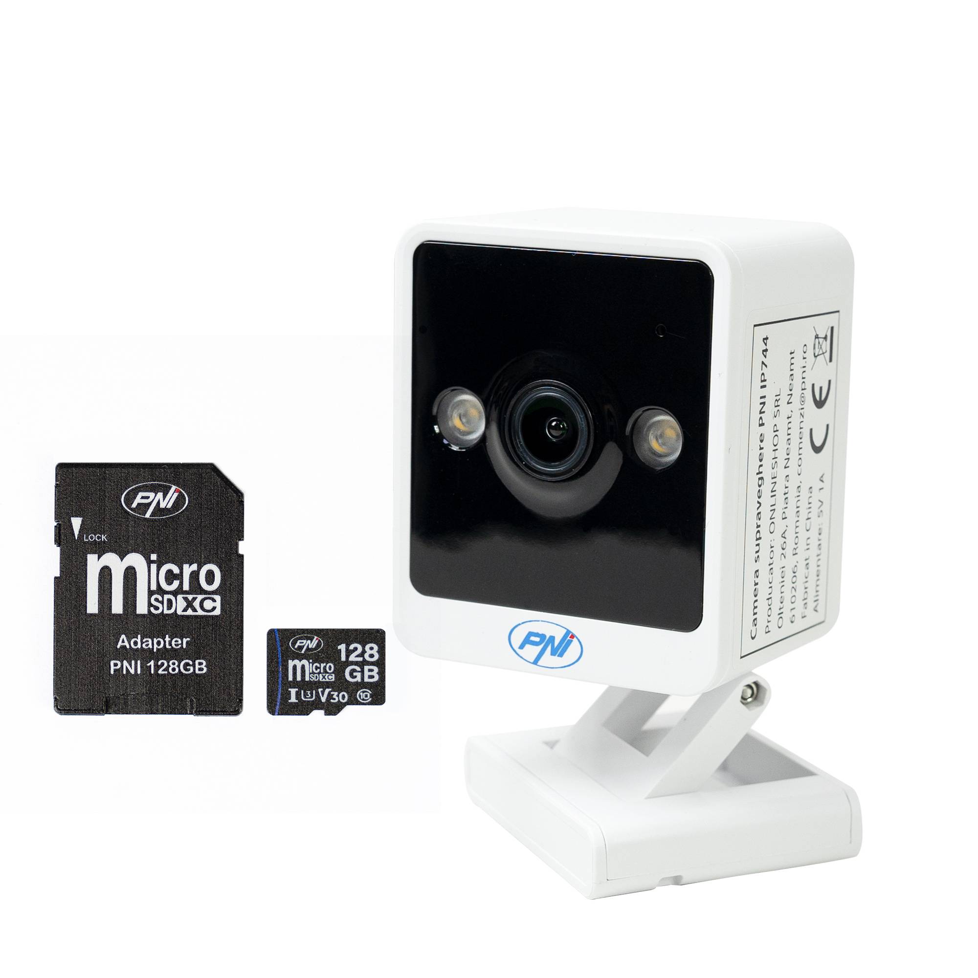 PNI IP744 4MP Videoüberwachungskamera mit IP, Bewegungserkennung, bidirektionalem Audio, Micro-SD-Kartensteckplatz, Weitwinkel, Steuerung über die