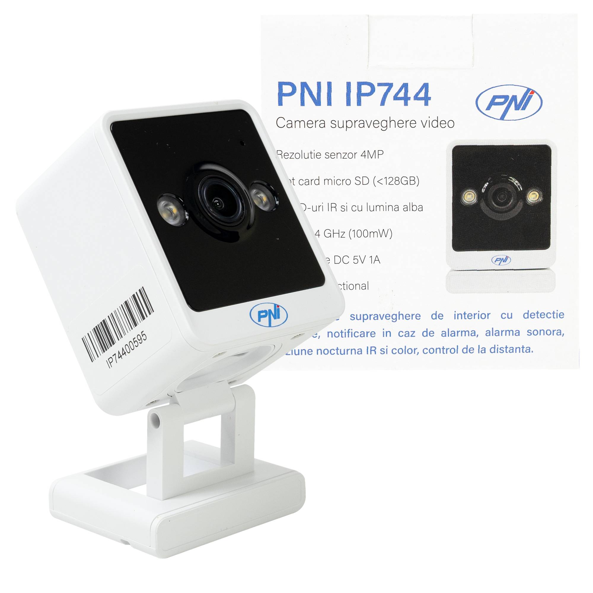 PNI IP744 4MP Videoüberwachungskamera mit IP, Bewegungserkennung, bidirektionalem Audio, Micro-SD-Kartensteckplatz, Weitwinkel, Steuerung über die