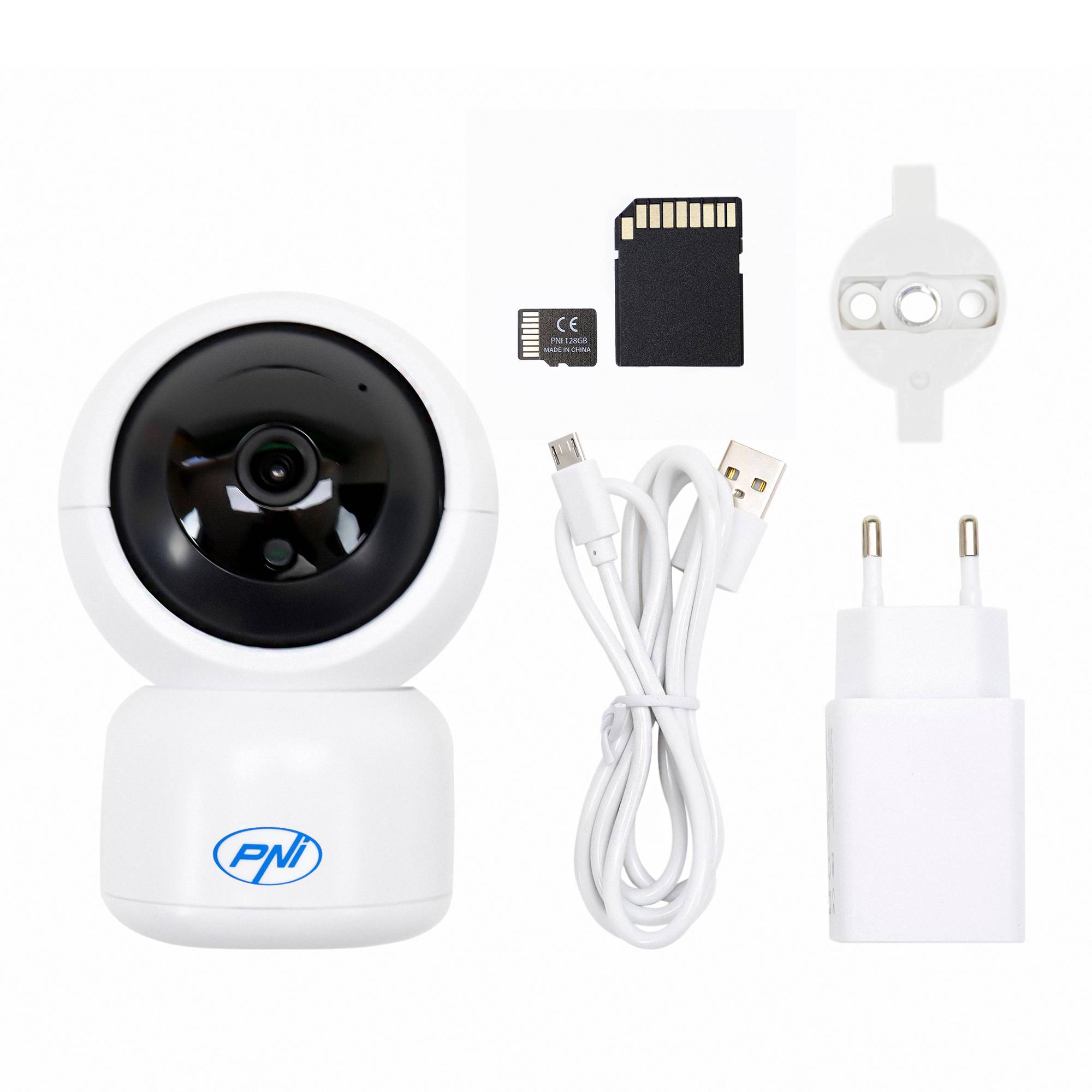PNI IP390T 1080P Videoüberwachungskamera mit PTZ WiFi H264 + unterstützt 128 GB microSD, Nachtsicht, Tuya-Anwendung, P2P, Android, iOS, für Innenr