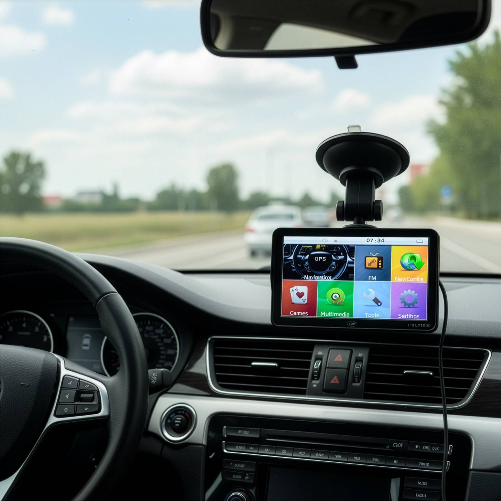 PNI L512 PRO GPS-Navigationssystem mit Sonnenschutz, 7 Zoll, 800 MHz, 512 MB DDR, 16 GB interner Speicher, FM-Sender
