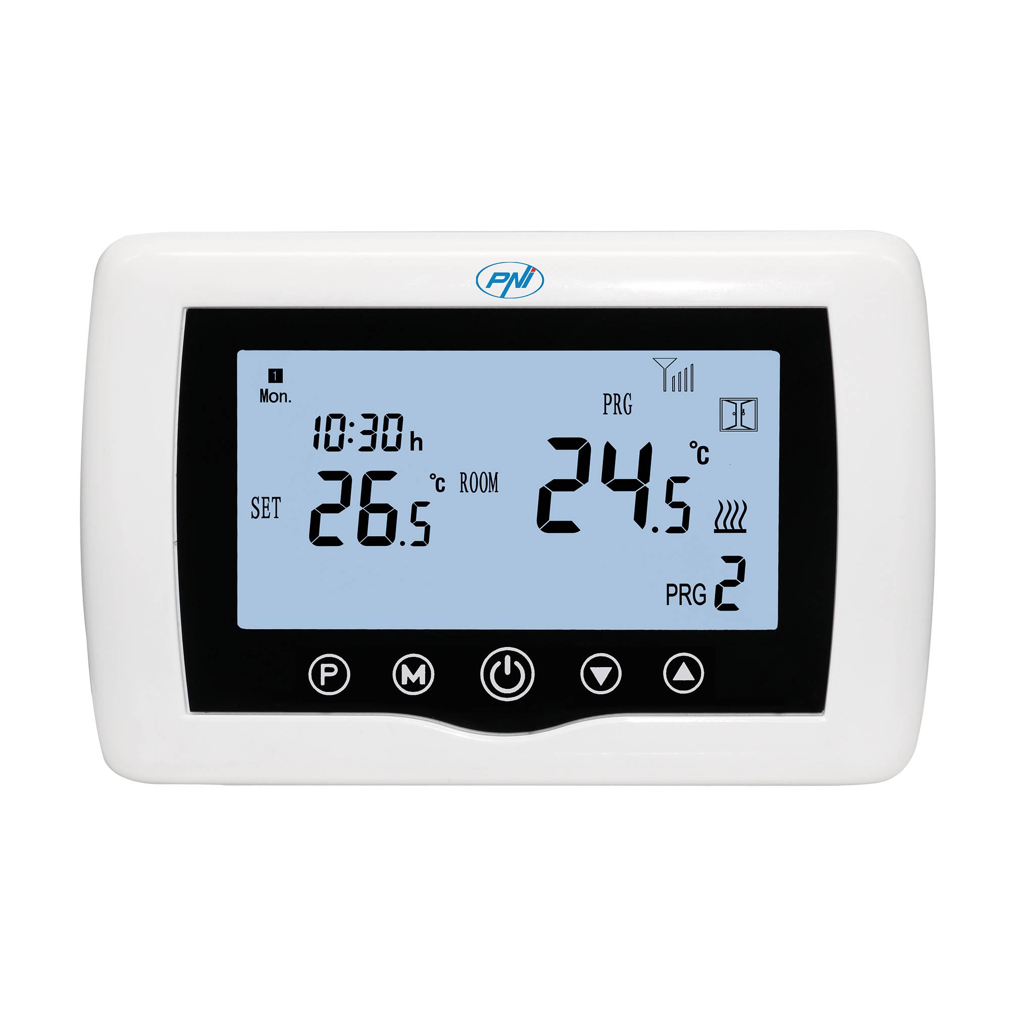 Smarter Thermostat PNI CT400 drahtlos, mit WLAN, steuert 1 Zentraleinheit und 2 verschiedene Zonen, Erdgeschoss über das Internet, für Zentralheizun