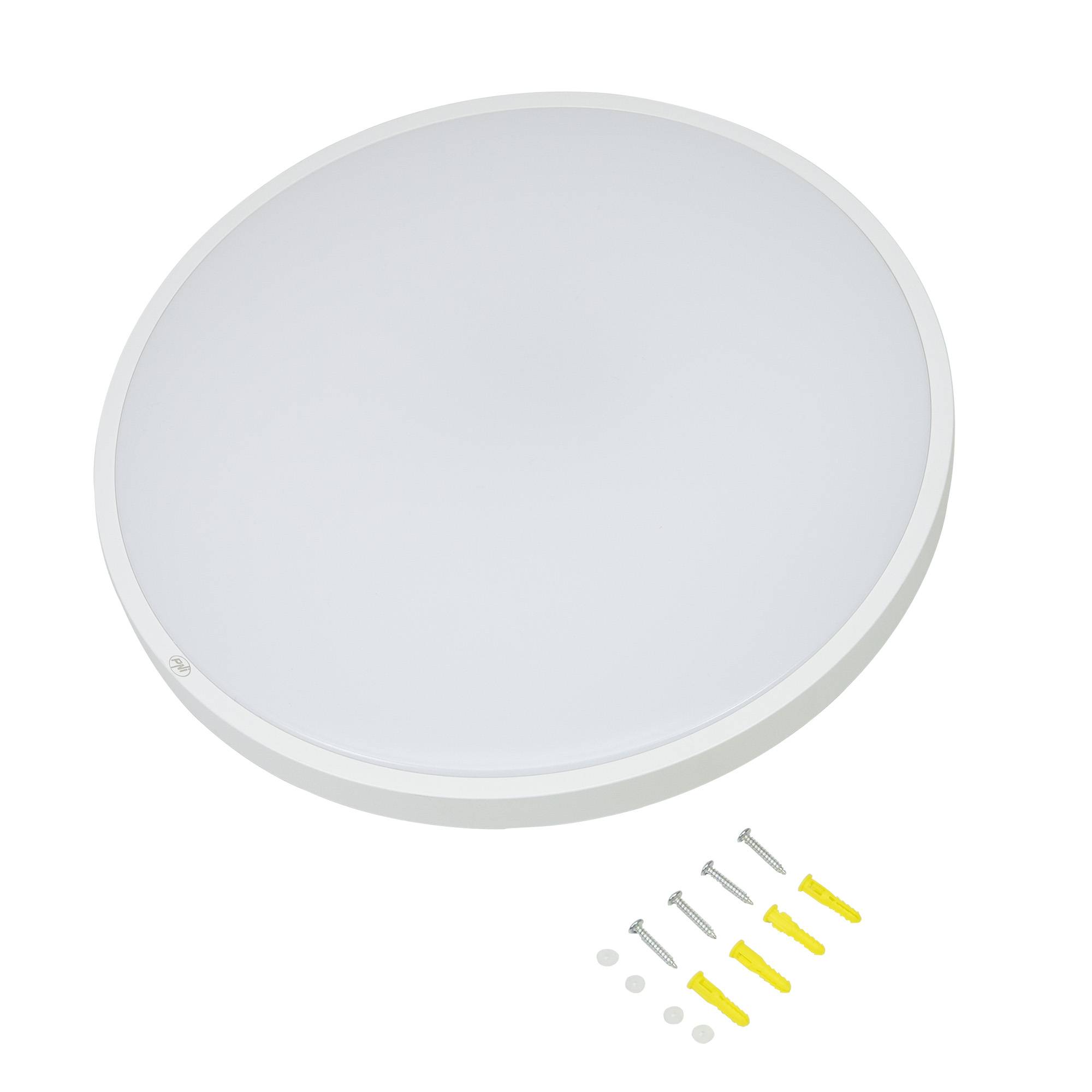 LED-Deckenleuchte PNI D-Light CL2436T Wi-Fi, RGBW, 36 W, dimmbar, rund 41 cm, 3000 K-6500 K, Stromversorgung 230 V, 3600 lm, weiß, Steuerung über Tu