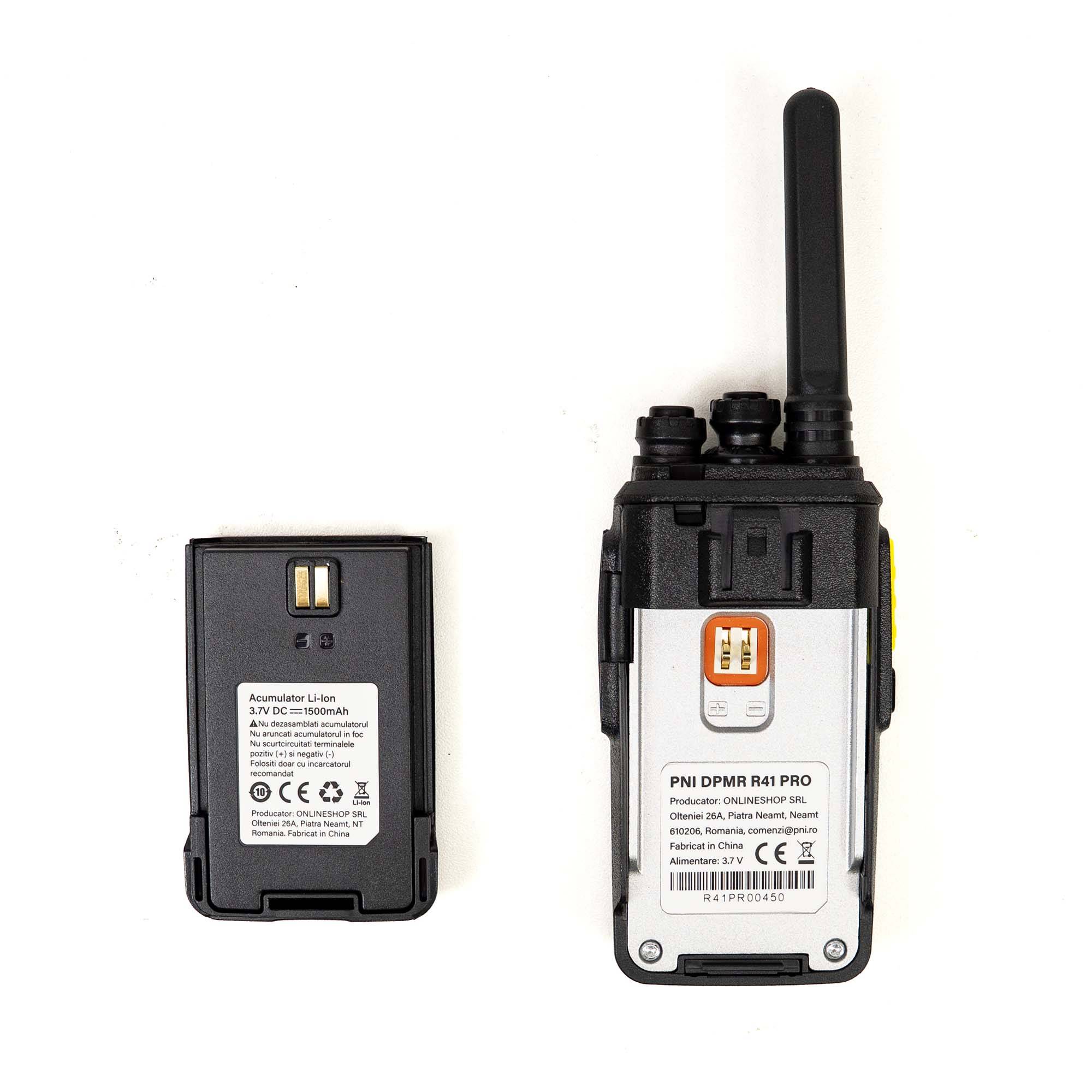 Tragbarer Radiosender PNI DPMR R41 PRO, 0,5 W, dPMR446, 16 digitale und analoge Kanäle, TOT, Scan, Monitor, programmierbar, 1500-mAh-Akku, CTCSS/DCS