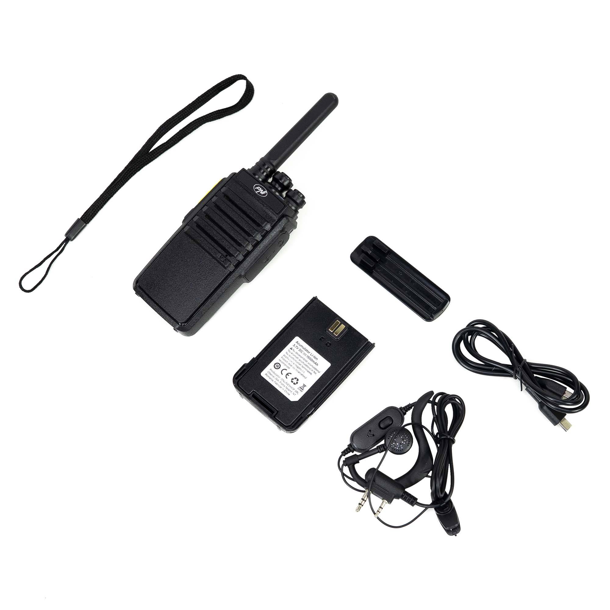 Tragbarer Radiosender PNI DPMR R41 PRO, 0,5 W, dPMR446, 16 digitale und analoge Kanäle, TOT, Scan, Monitor, programmierbar, 1500-mAh-Akku, CTCSS/DCS