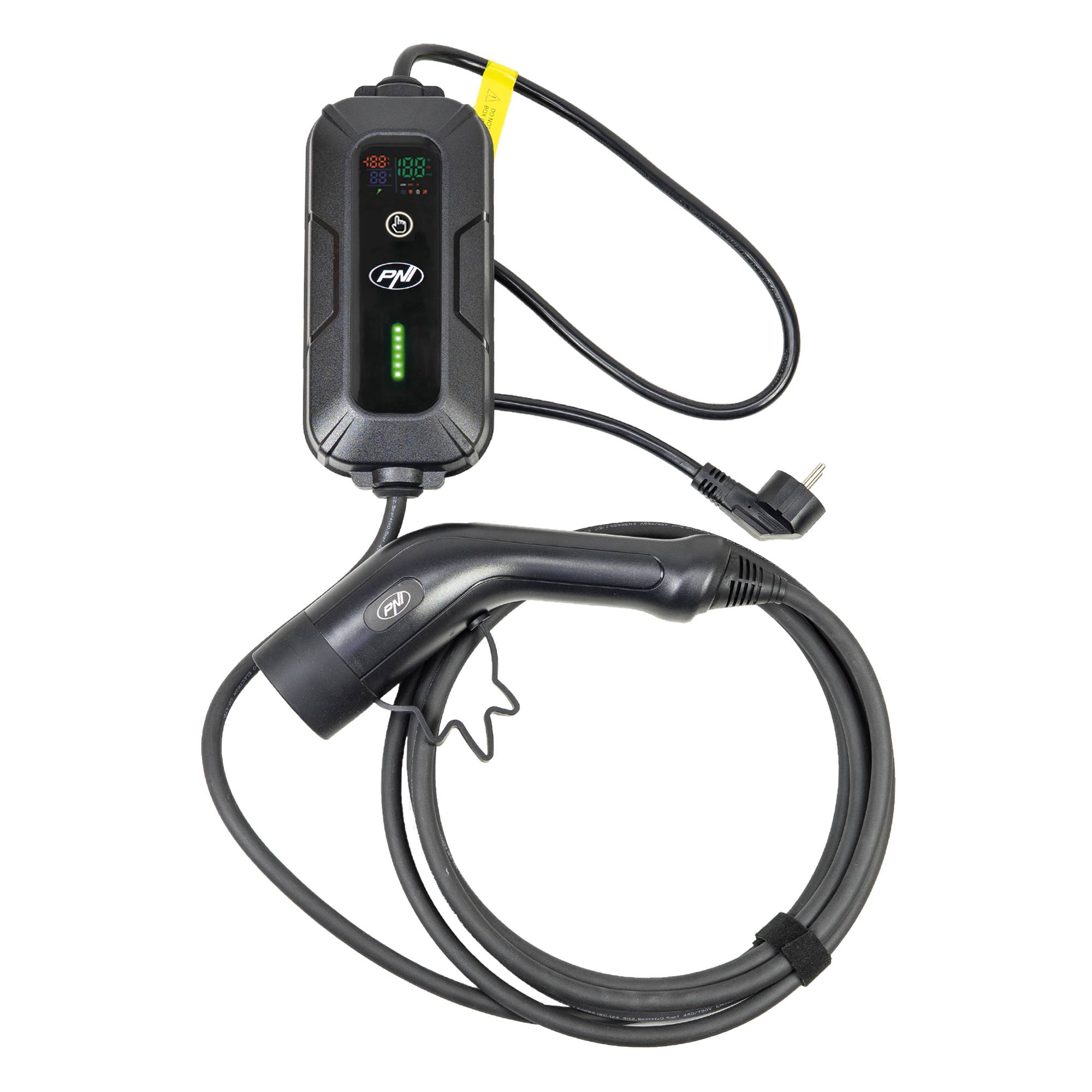 PNI KW3 16A Tragbares Ladegerät, 3,5 kW, für Elektroautos, 230 V, einphasig, Typ 2 Kabel mit 5-poligem Stecker, mit Zeitschaltuhr, IP66