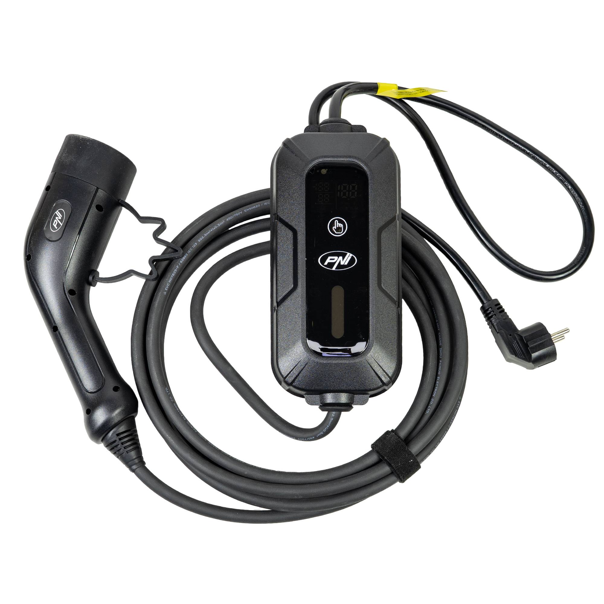 PNI KW3 16A Tragbares Ladegerät, 3,5 kW, für Elektroautos, 230 V, einphasig, Typ 2 Kabel mit 5-poligem Stecker, mit Zeitschaltuhr, IP66