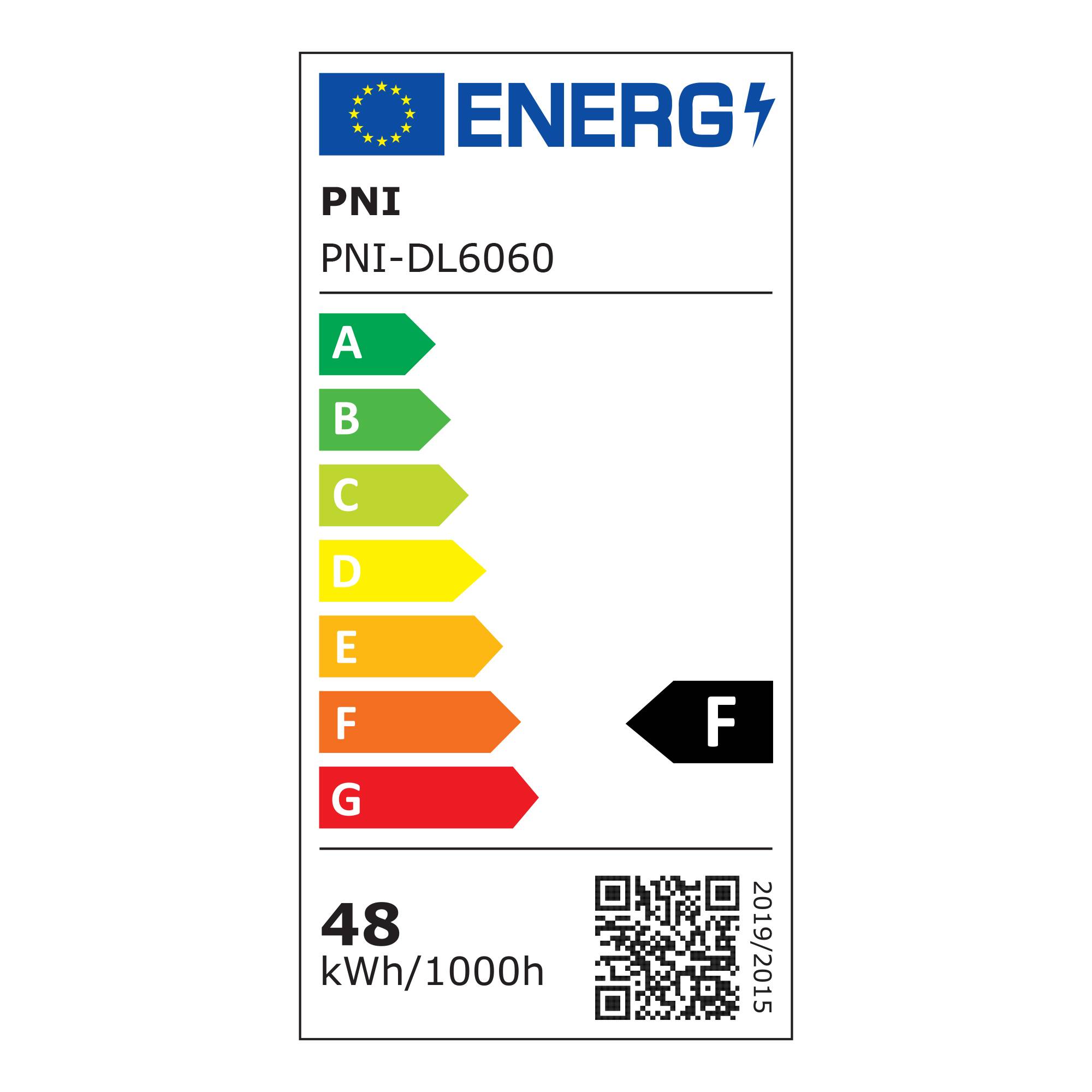 LED-Panel PNI H-Light 6060, 48 W, 595 x 595 mm, 4800 lm, 6400 K, für Innenräume, Einbau, Kaltweiß