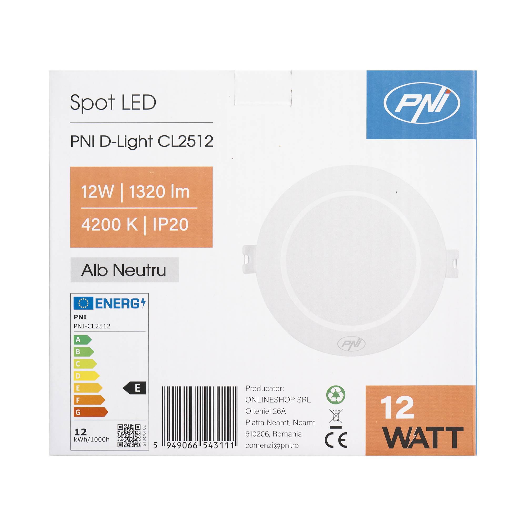 LED-Strahler PNI D-Light CL2512 12W, Einbau, rund 17 cm, 4200K, 230V Netzteil, 1320 lm, neutralweiß