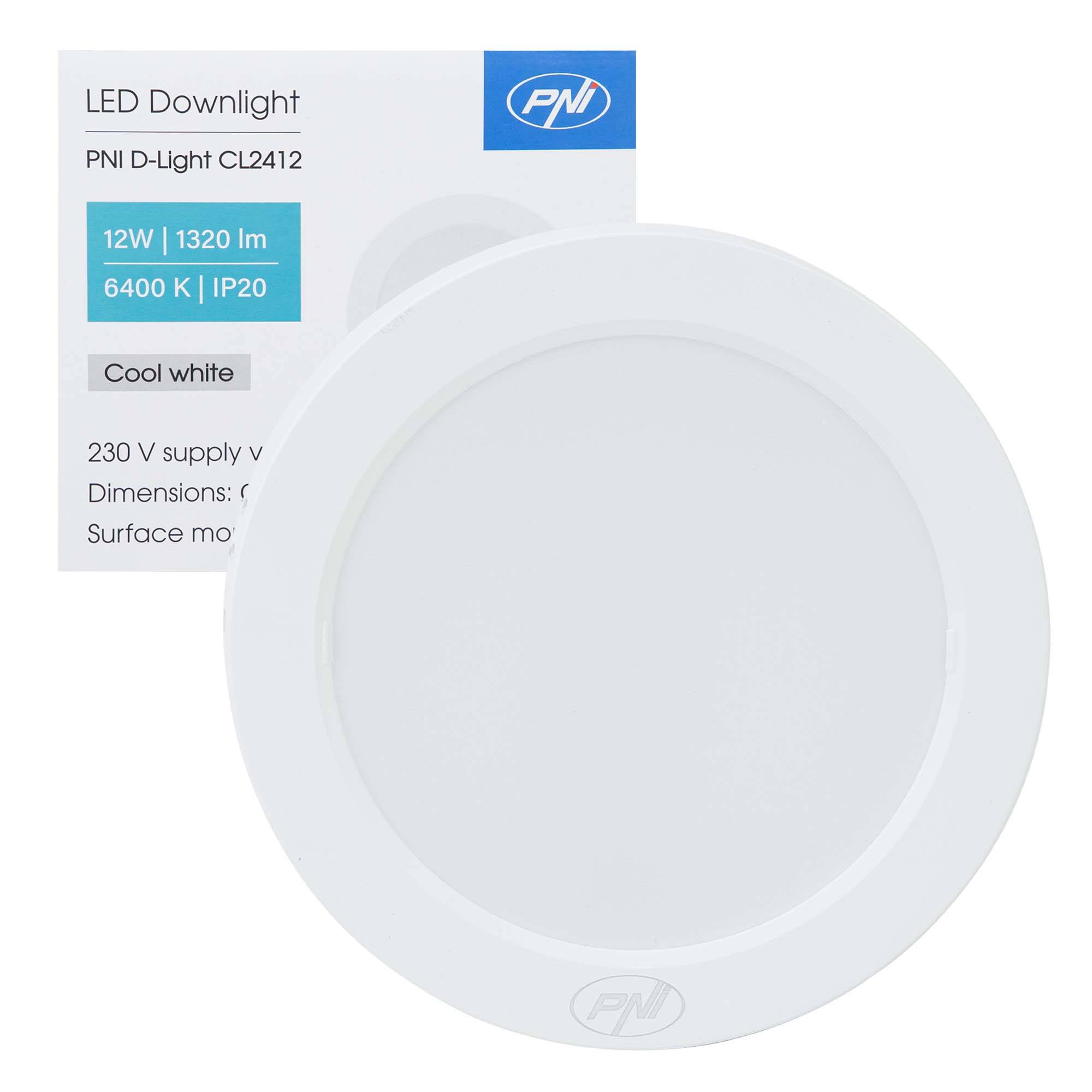 LED-Deckenleuchte PNI D-Light CL241 24W, quadratisch 28x28 cm, 6500K, 230V Netzteil, 2640 lm, weiß