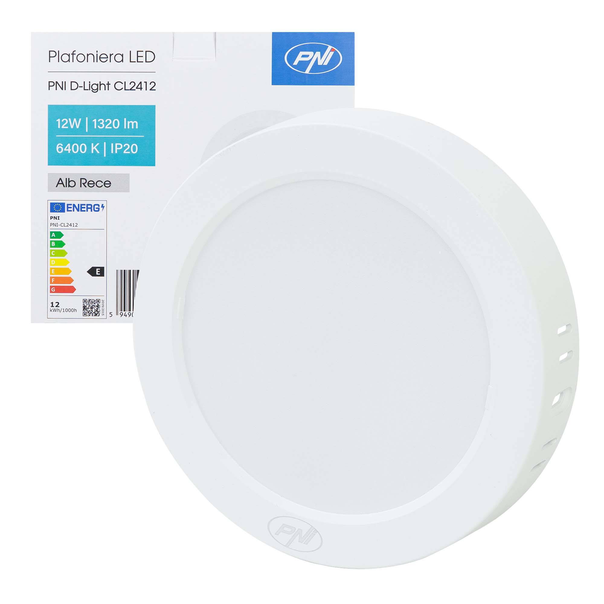 LED-Deckenleuchte PNI D-Light CL2412 12W, rund 16,7 cm, 6400K, 230V Netzteil, 1320 lm, kaltweiß