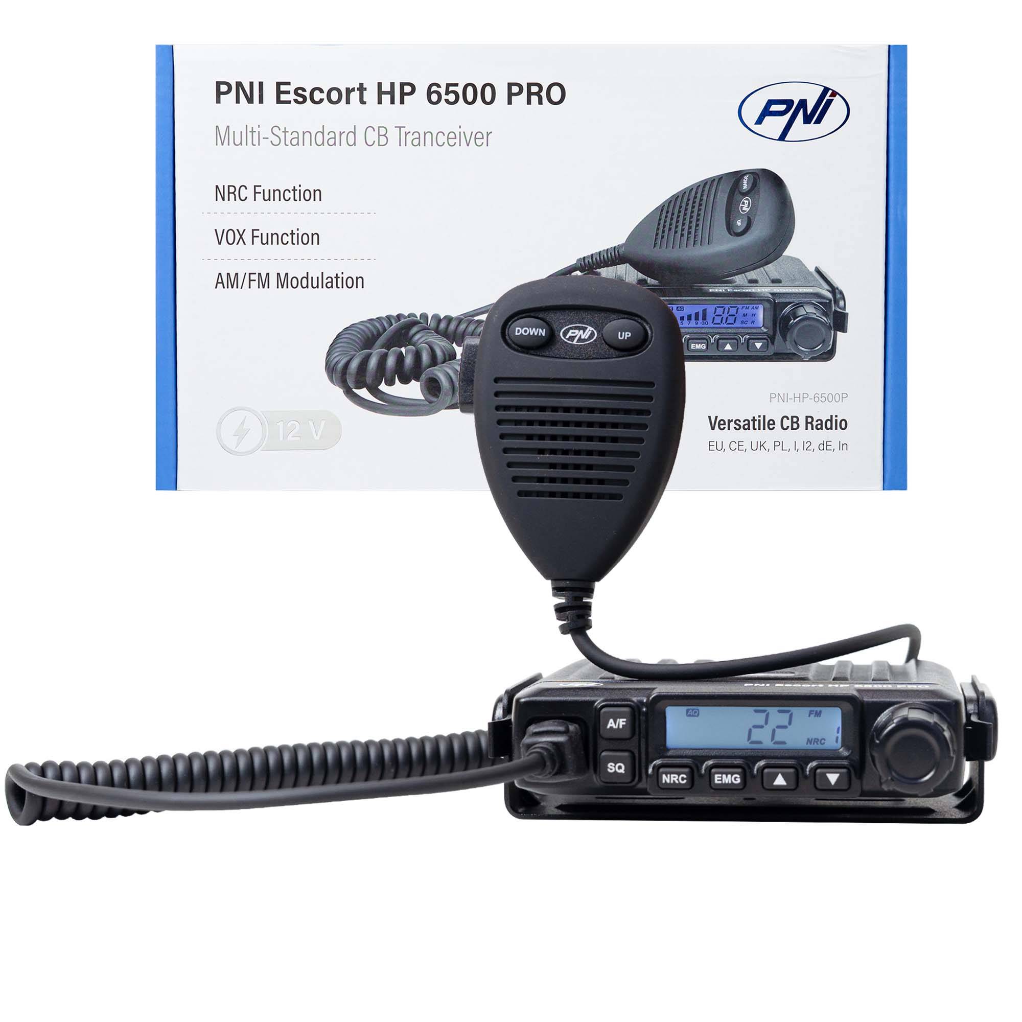 CB-Radiosender PNI Escort HP 6500 PRO, Multistandard, VOX, NRC, 4 W, AM-FM, 12 V, SQ, ASQ, Zigarettenanzünderstecker enthalten