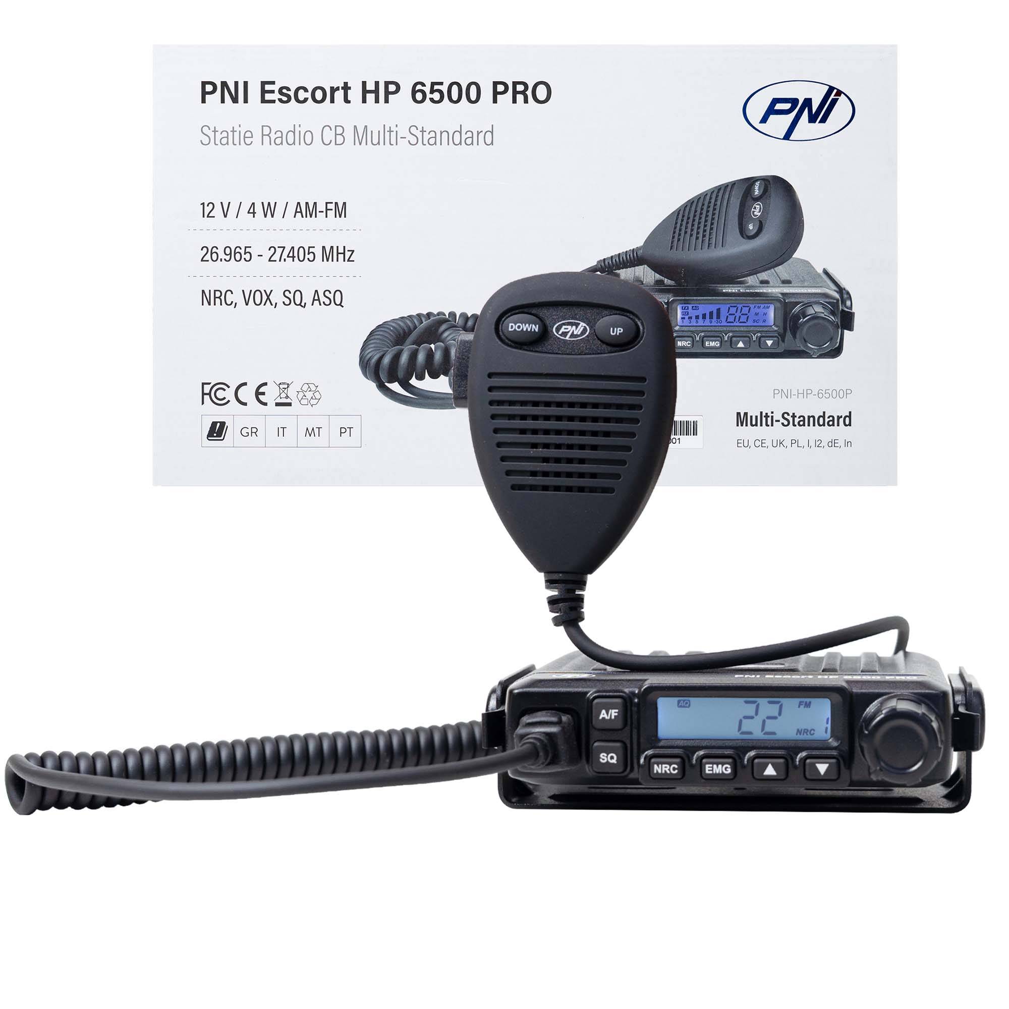CB-Radiosender PNI Escort HP 6500 PRO, Multistandard, VOX, NRC, 4 W, AM-FM, 12 V, SQ, ASQ, Zigarettenanzünderstecker enthalten