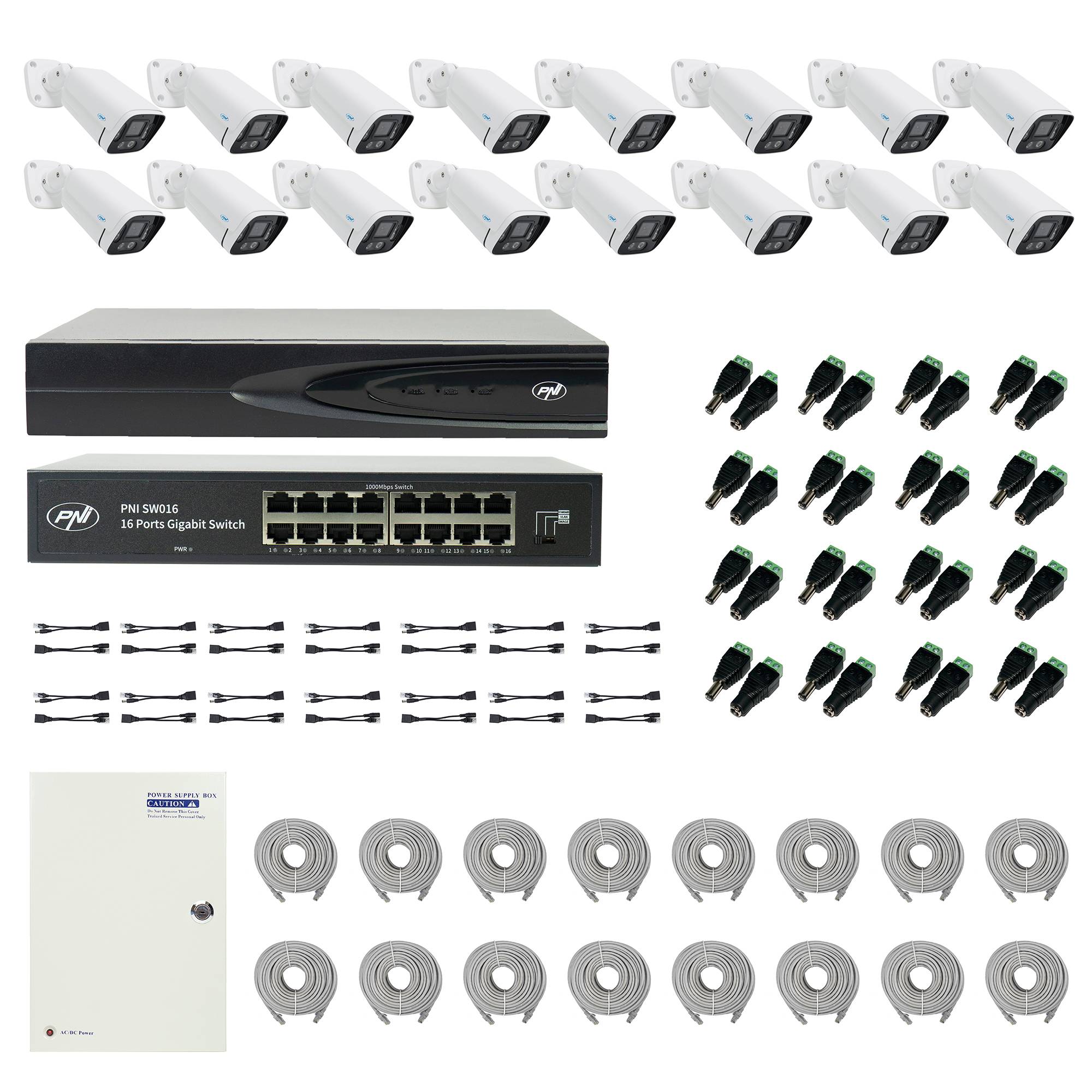 NVR PNI House IP816 mit 16 Kanälen IP 5MP oder 10 Kanälen 8MP 4K