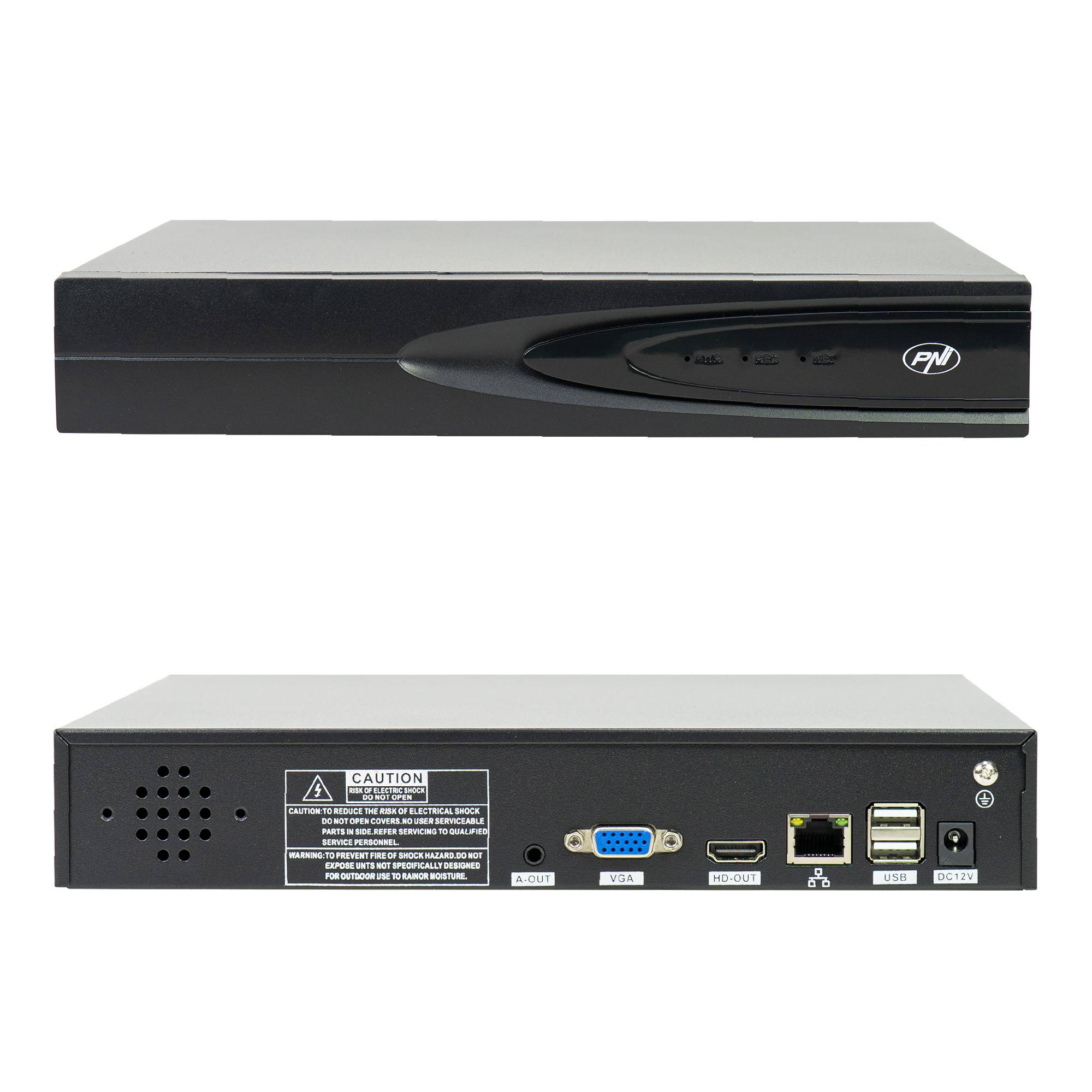 NVR PNI House IP816 mit 16 Kanälen IP 5MP oder 10 Kanälen 8MP 4K