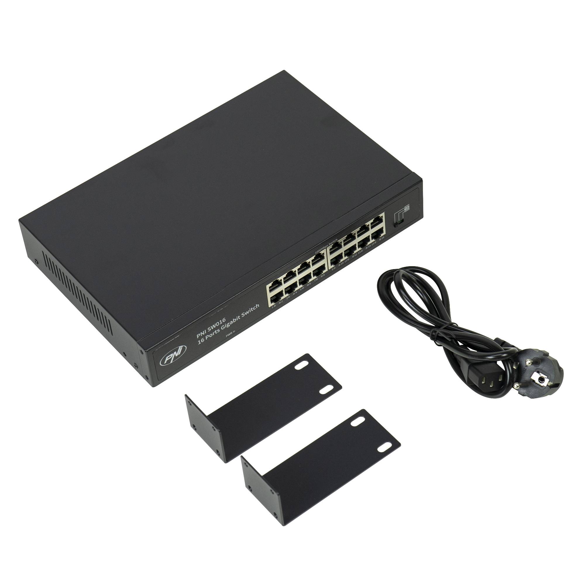 Switch PNI SW016, 16 x 10/100/1000 Mbit/s, Gigabit, Metallgehäuse