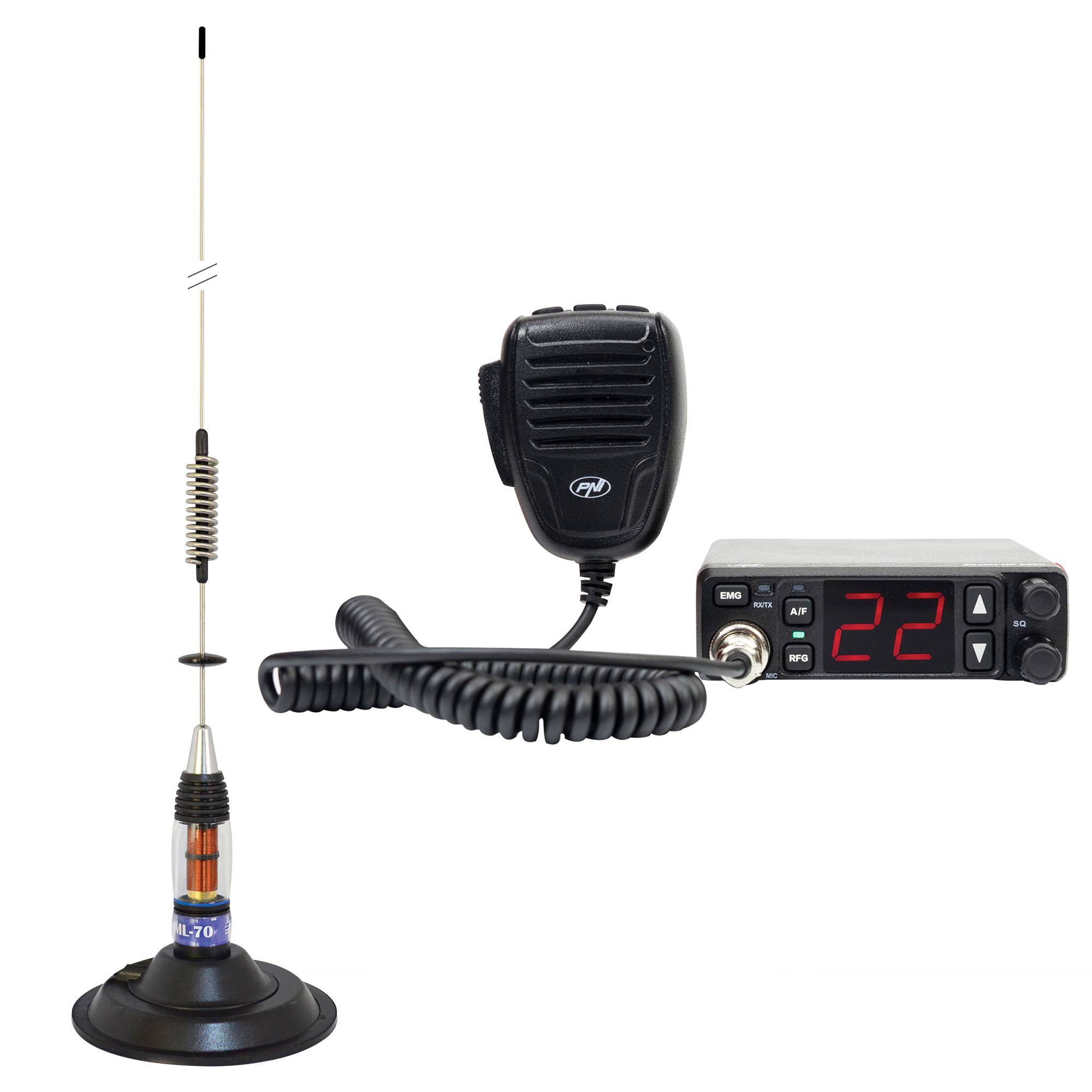 PNI Escort HP 5500 CB-Radiosender mit CB PNI ML70-Antenne, 70 cm, inklusive 145-mm-Magnetfuß