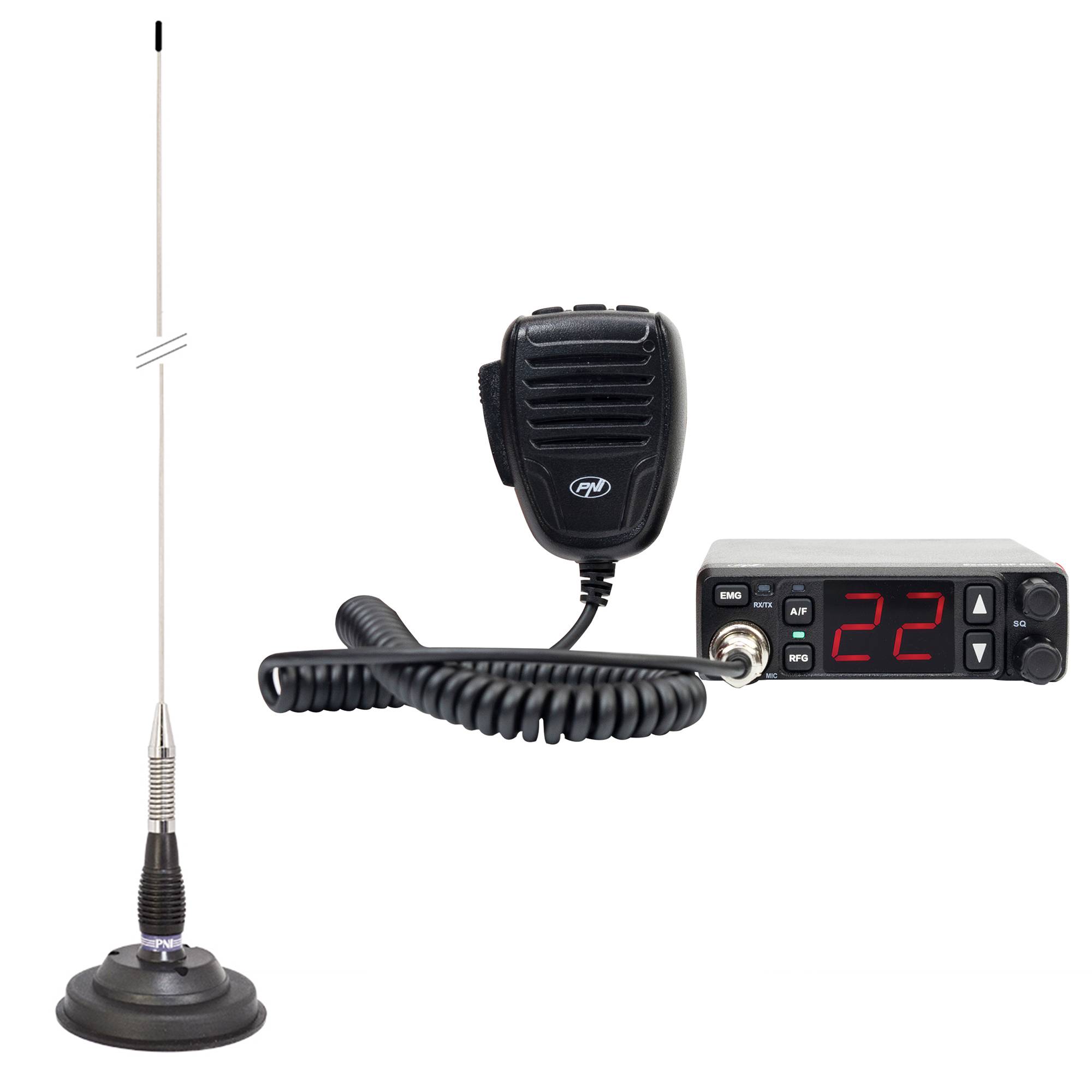 PNI Escort HP 5500 CB-Radiosender und PNI ML100 CB-Antenne, Länge 100 cm, inklusive Magnetfuß