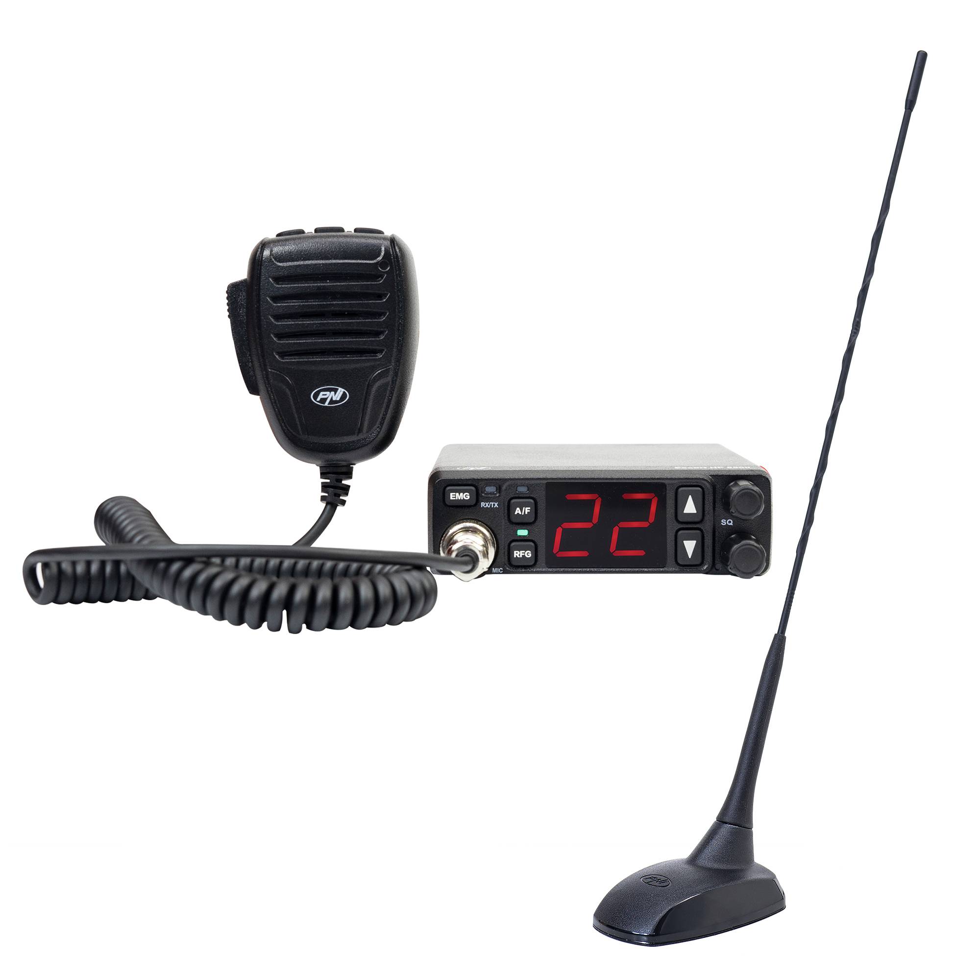 CB PNI Escort HP 5500 Radiosender-Kit und PNI Extra CB-Antenne 48, 45 cm, SWR 1,0, inklusive Magnet