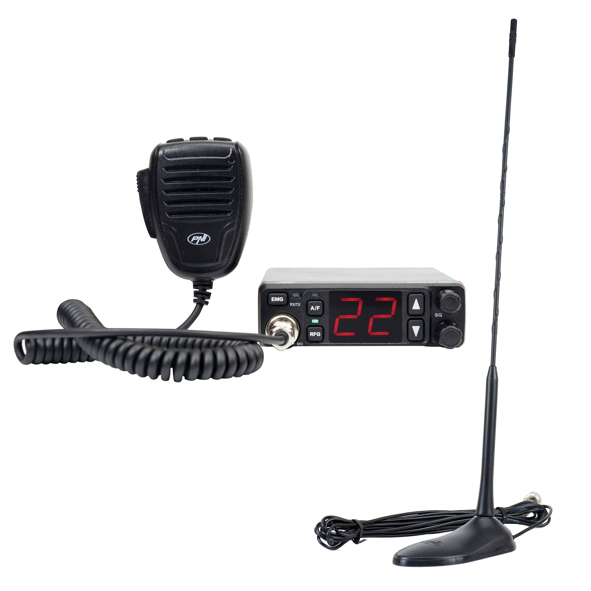 CB PNI Escort HP 5500 Radiosender und CB PNI Extra 45 Antenne, 45 cm, SWR 1,0, 26-30 MHz, 150 W, schwarz