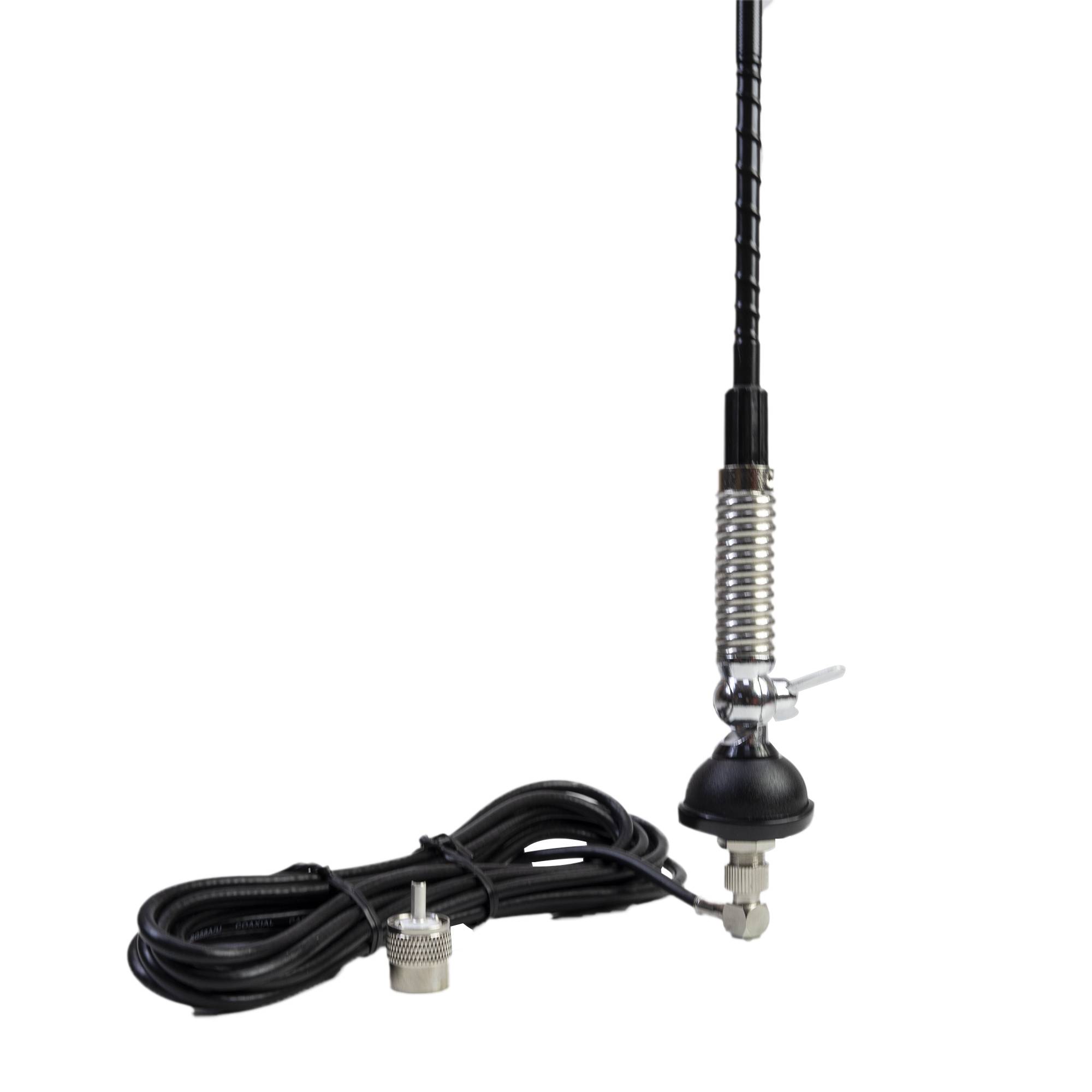 PNI S60 CB-Antenne, 59 cm, mit Butterfly, 4 m RG58-Kabel und PNI SWR-300 Reflektometer zur SWR-Messung, schwarz