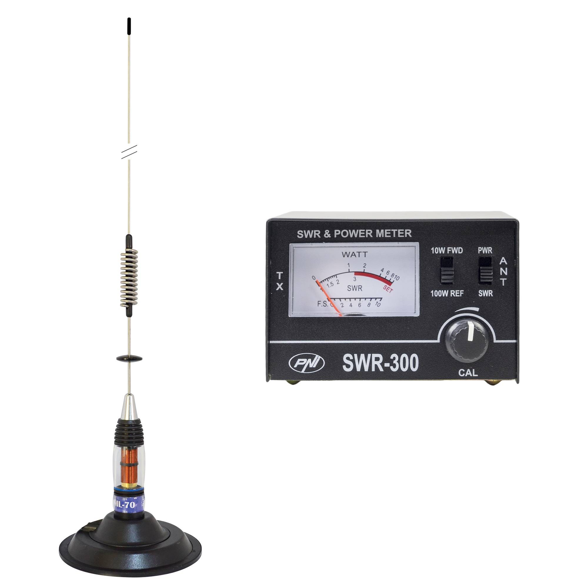 CB-Antenne PNI ML70, Länge 70 cm, inklusive Magnet und Reflektometer PNI SWR-300