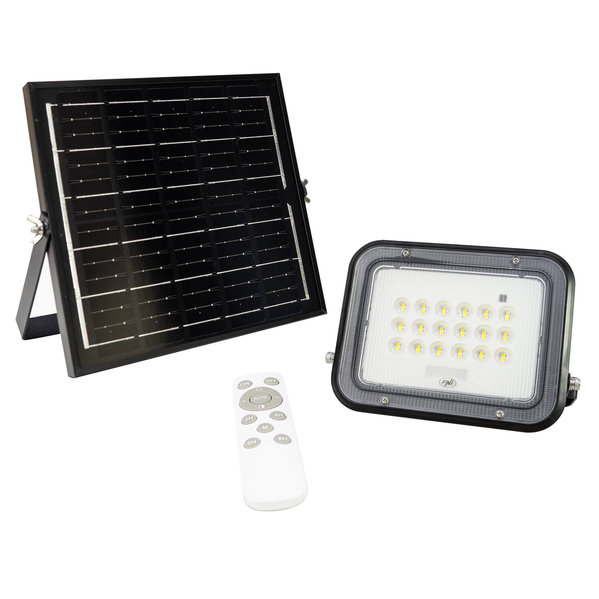 PNI GreenHouse WS50 PRO 50W LED-Flutlicht mit 6W Solarpanel, 5000mAh Akku, 800lm, Fernbedienung, Timing und einstellbarer Helligkeit, 6500 K, IP65