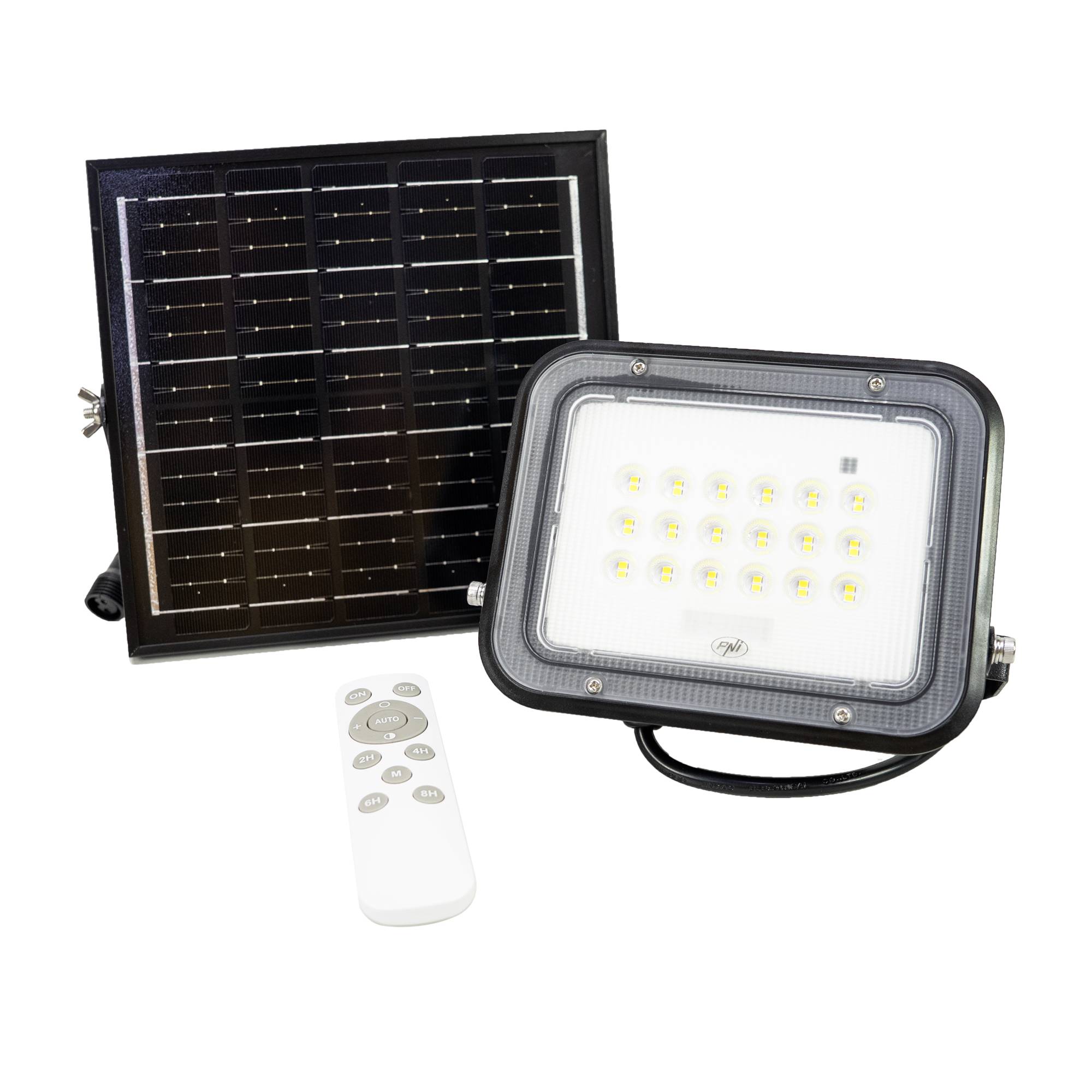 PNI GreenHouse WS50 PRO 50W LED-Flutlicht mit 6W Solarpanel, 5000mAh Akku, 800lm, Fernbedienung, Timing und einstellbarer Helligkeit, 6500 K, IP65