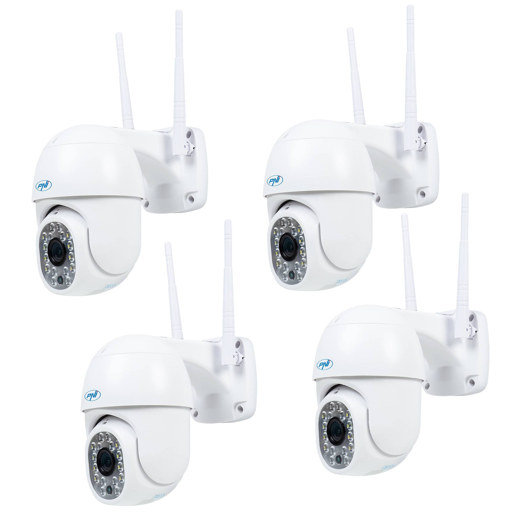 4-teiliges Set PNI IP440 WiFi PTZ kabellose Videoüberwachungskamera, 4 MP, Digitalzoom, Micro-SD-Steckplatz, eigenständig, Bewegungserkennungsalarm
