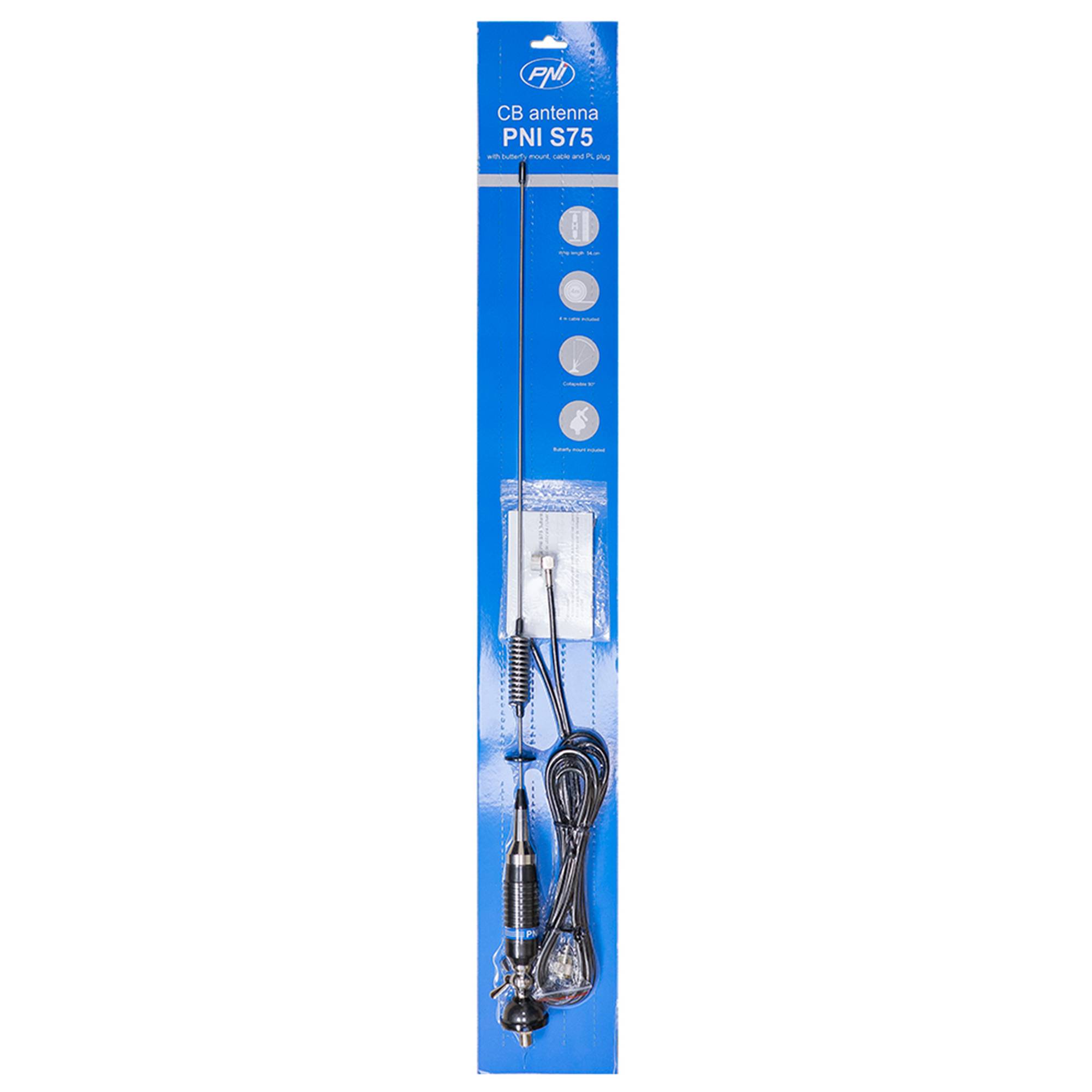 Bax 20 Stück CB-Antennen PNI S75 mit Butterfly, Halterung, Kabel und PL-Stecker