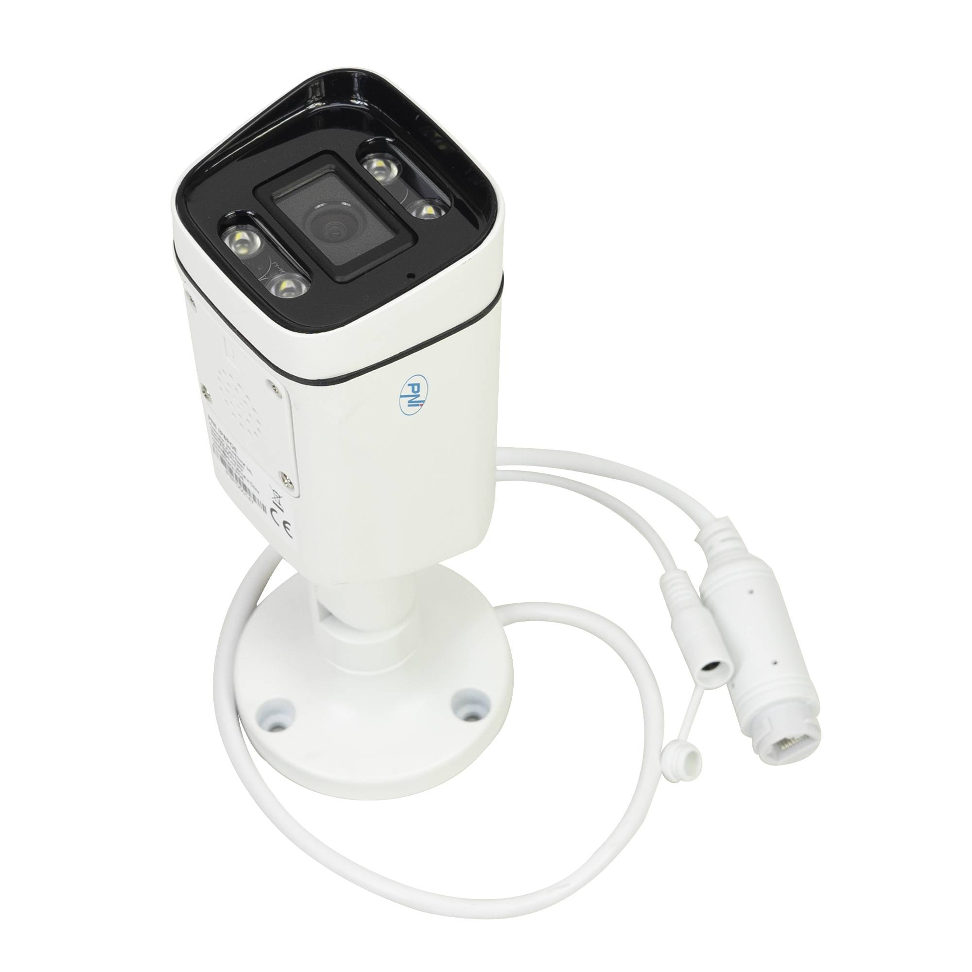 PNI IP5POE Videoüberwachungskamera, 5MP, D-WDR, 4,0mm, 6 LEDs, IP66, weiß, verfügt über KI-Funktionen zur Personenerkennung und Personenzählung