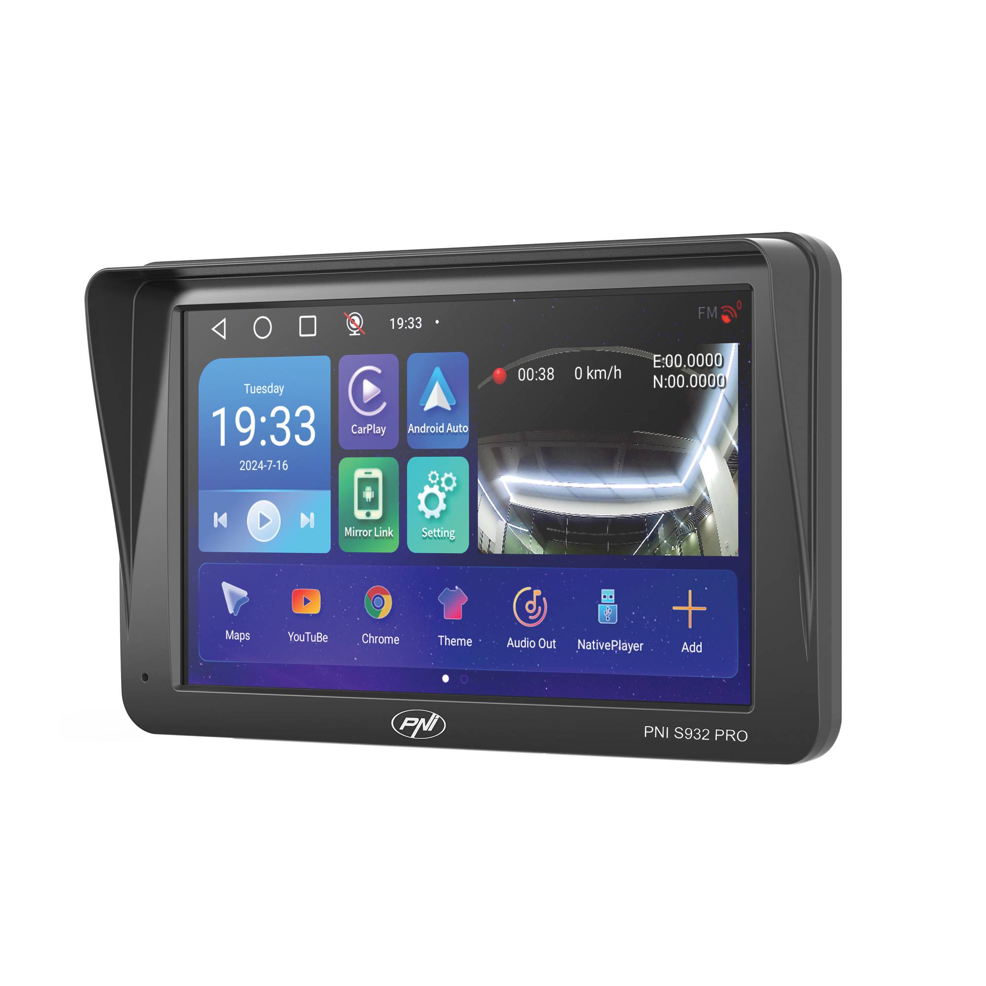 GPS-Navigationssystem mit integriertem DVR PNI S932 PRO 7-Zoll-Bildschirm, 32 GB Speicher, 2 GB DDR3 RAM, Android 13, FM-Transmitter, Mirror Link