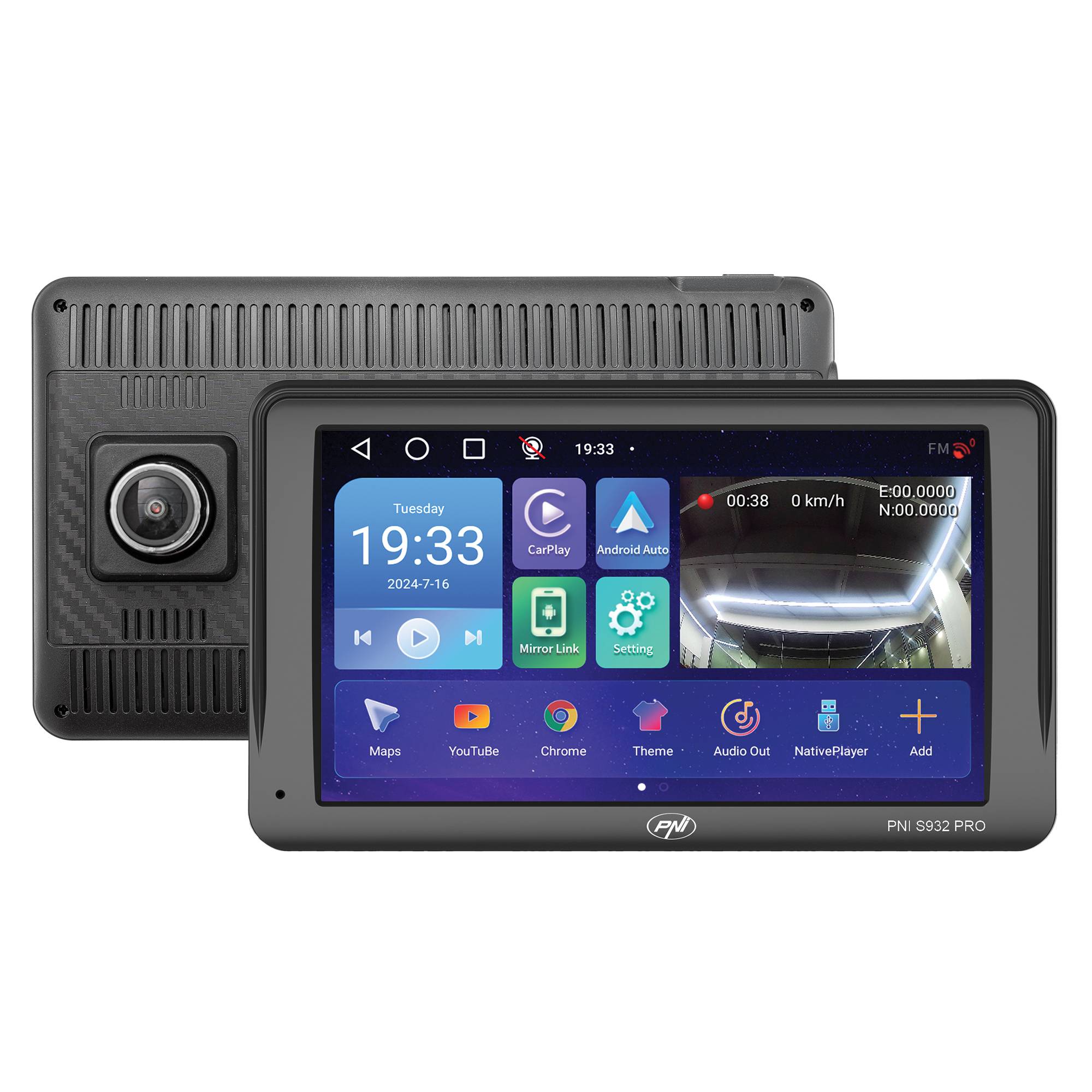 GPS-Navigationssystem mit integriertem DVR PNI S932 PRO 7-Zoll-Bildschirm, 32 GB Speicher, 2 GB DDR3 RAM, Android 13, FM-Transmitter, Mirror Link