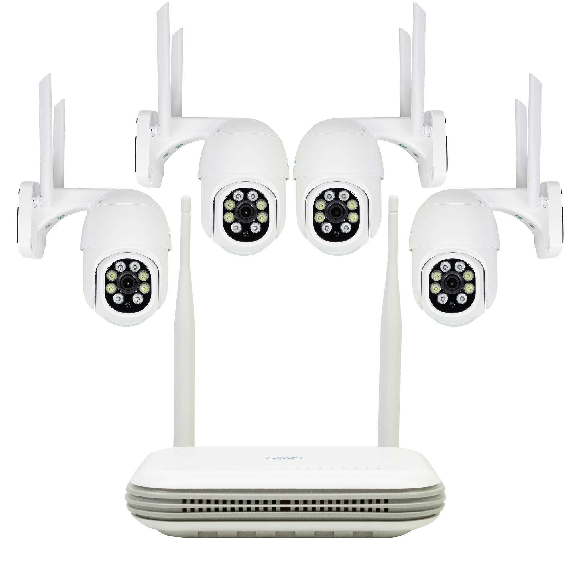 Drahtloses Videoüberwachungsset PNI House WiFi800 NVR und 4 PNI IP840-Außenkameras, 8 MP, 4K, IP65