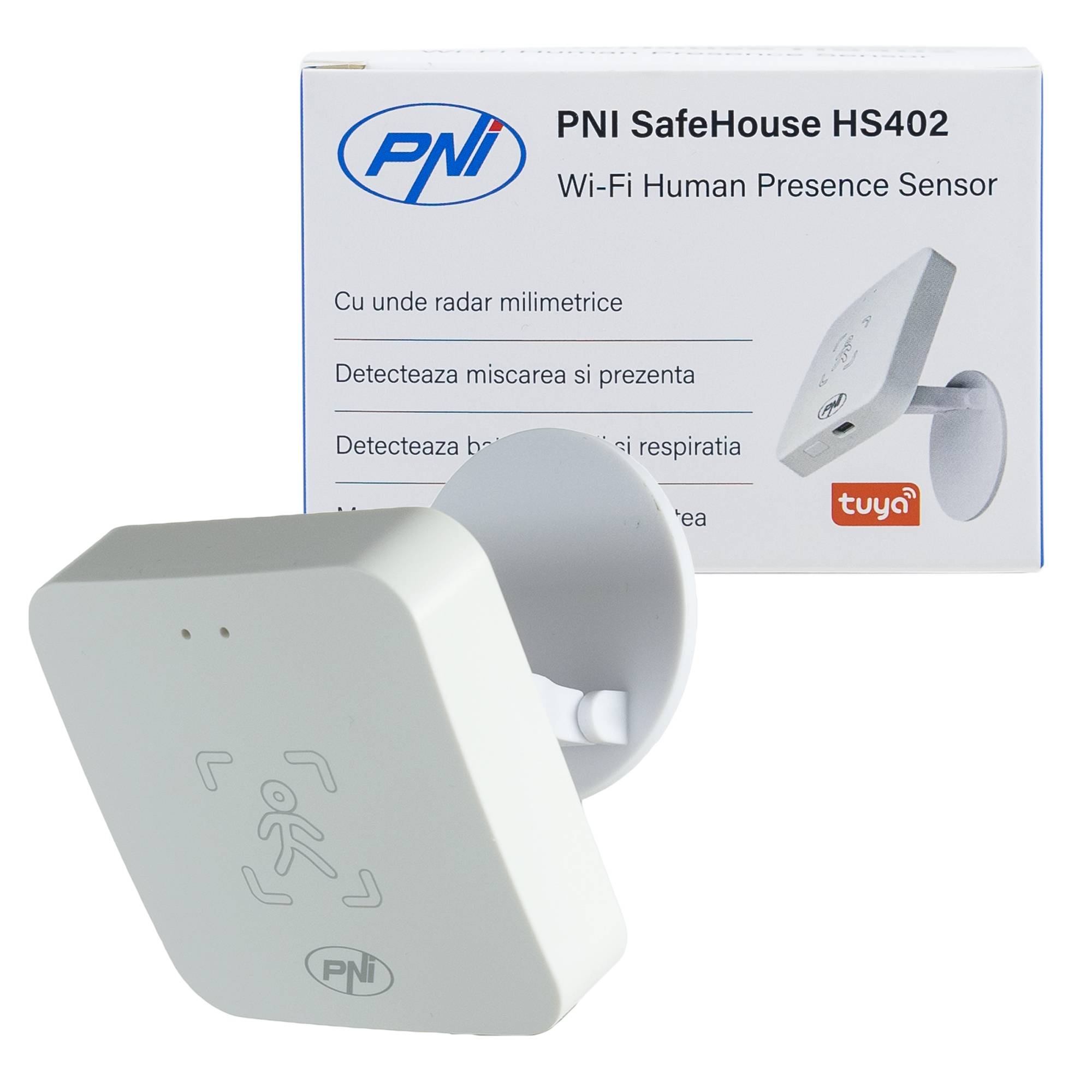 PNI SafeHouse HS402 Wi-Fi-Präsenzsensor, mit Millimeter-Radarwellen, 10 m Reichweite, erkennt Bewegung und statische Anwesenheit, misst Entfernung